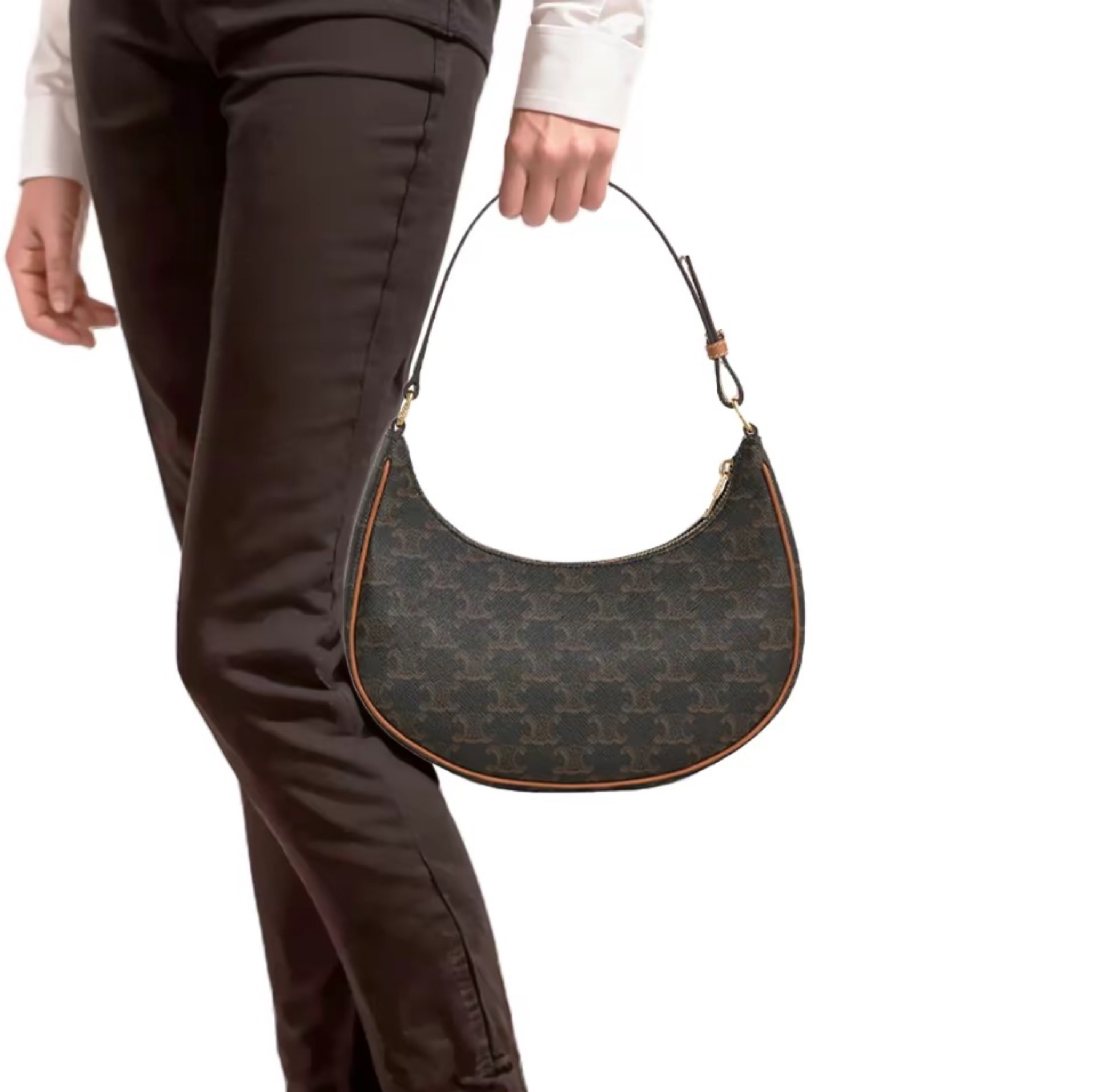 Celine Triomphe Half Moon Leather Handbag Shoulder Bag