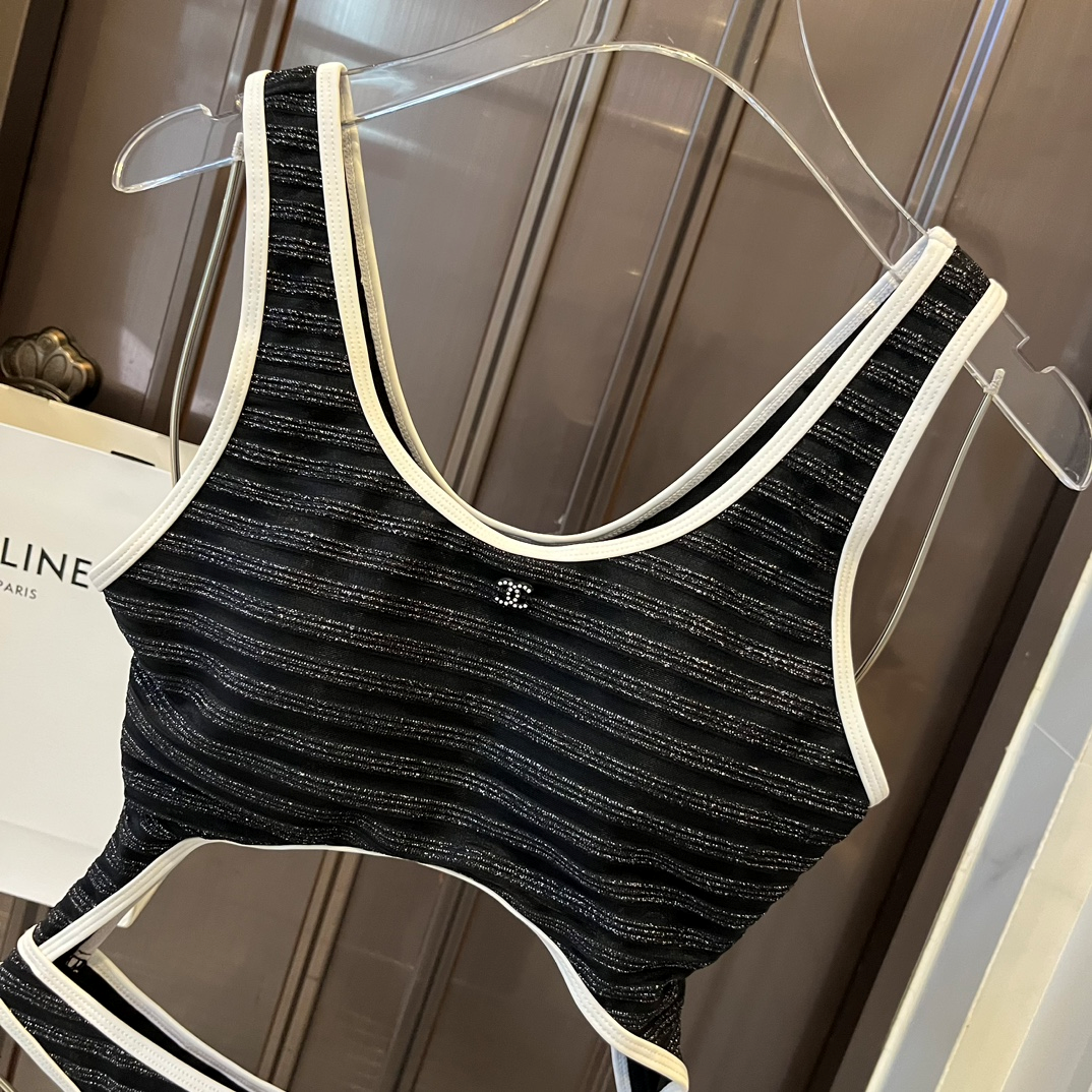 Chanel Baring One-piece Swimsuit Swimwear