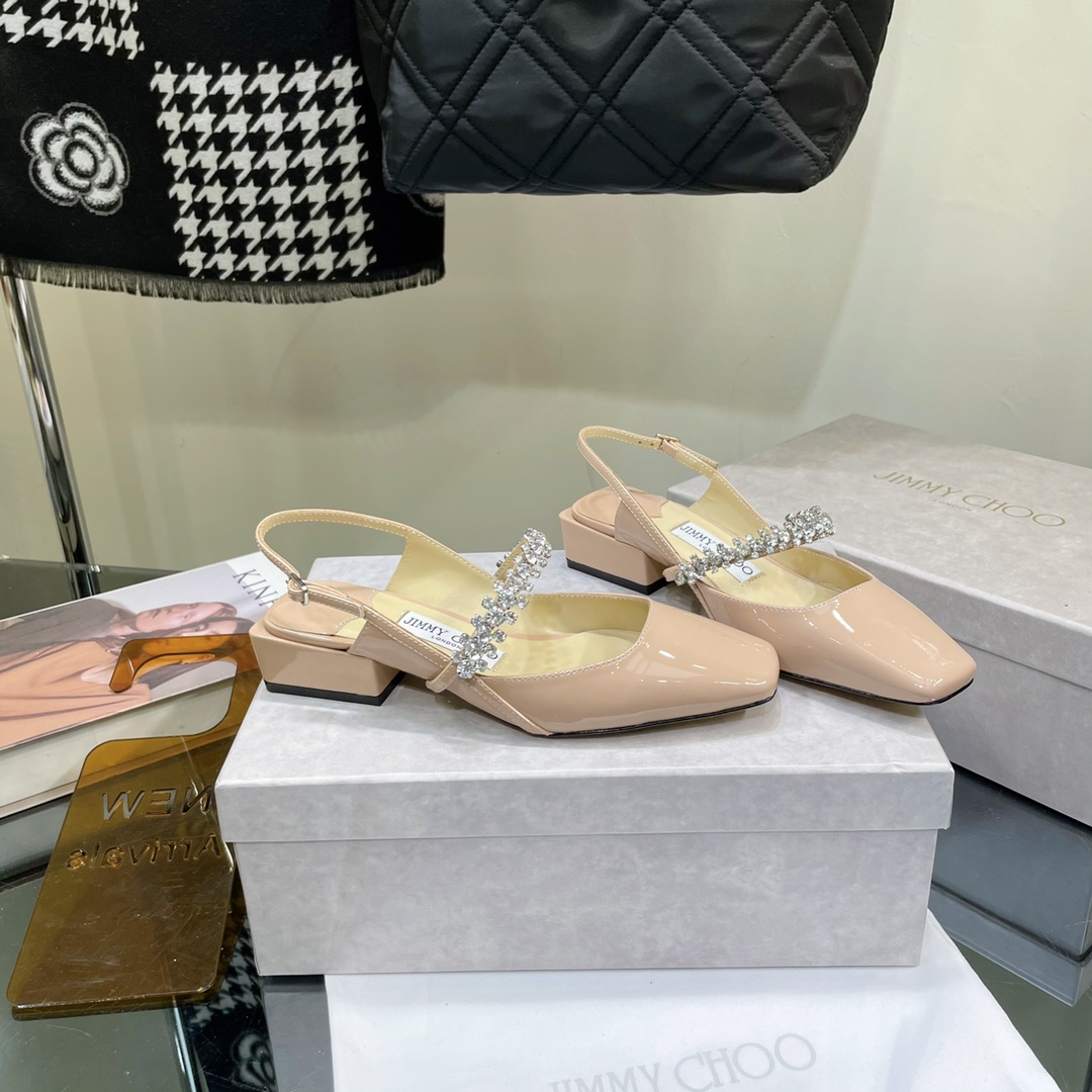 Jimmy Choo 4.5CM Bun With High HeelsSlide Sandal