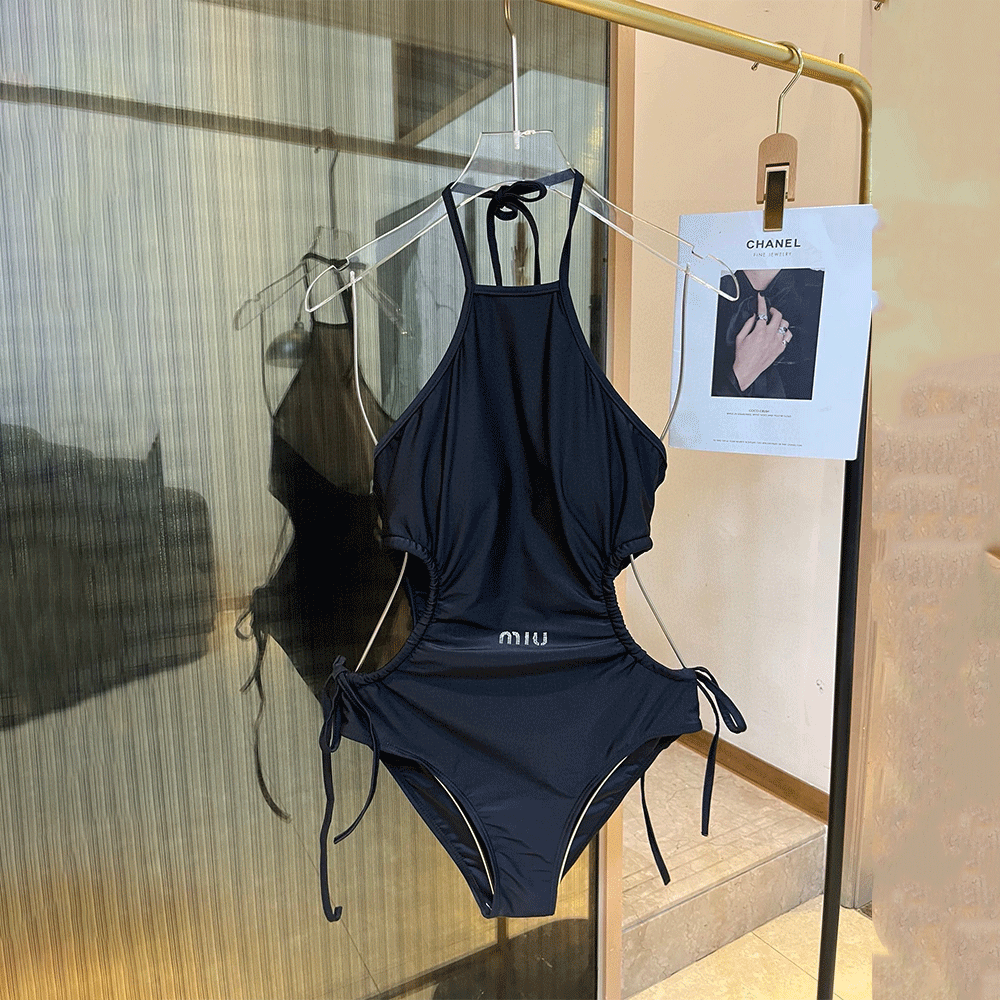 MIU MIU   One-piece With Buckle And Suspenders Swimwear