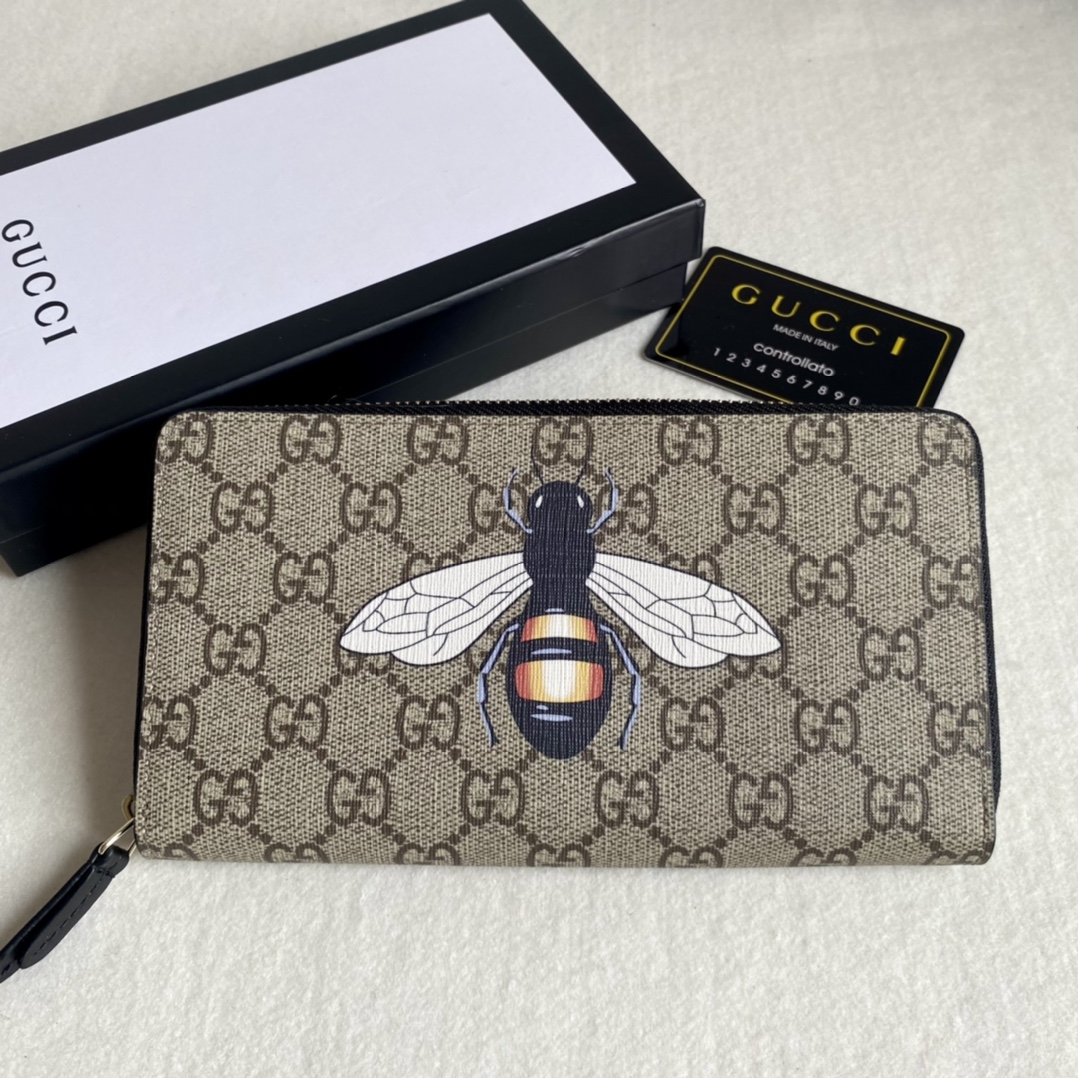 Gucci Unisex GG Supreme Printed Long Zipper Wallet