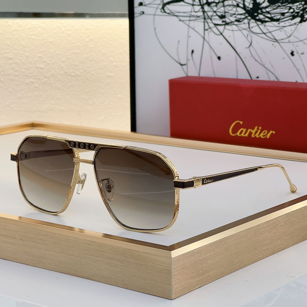Cartier Metal Mirror Leg Logo Sunglasses