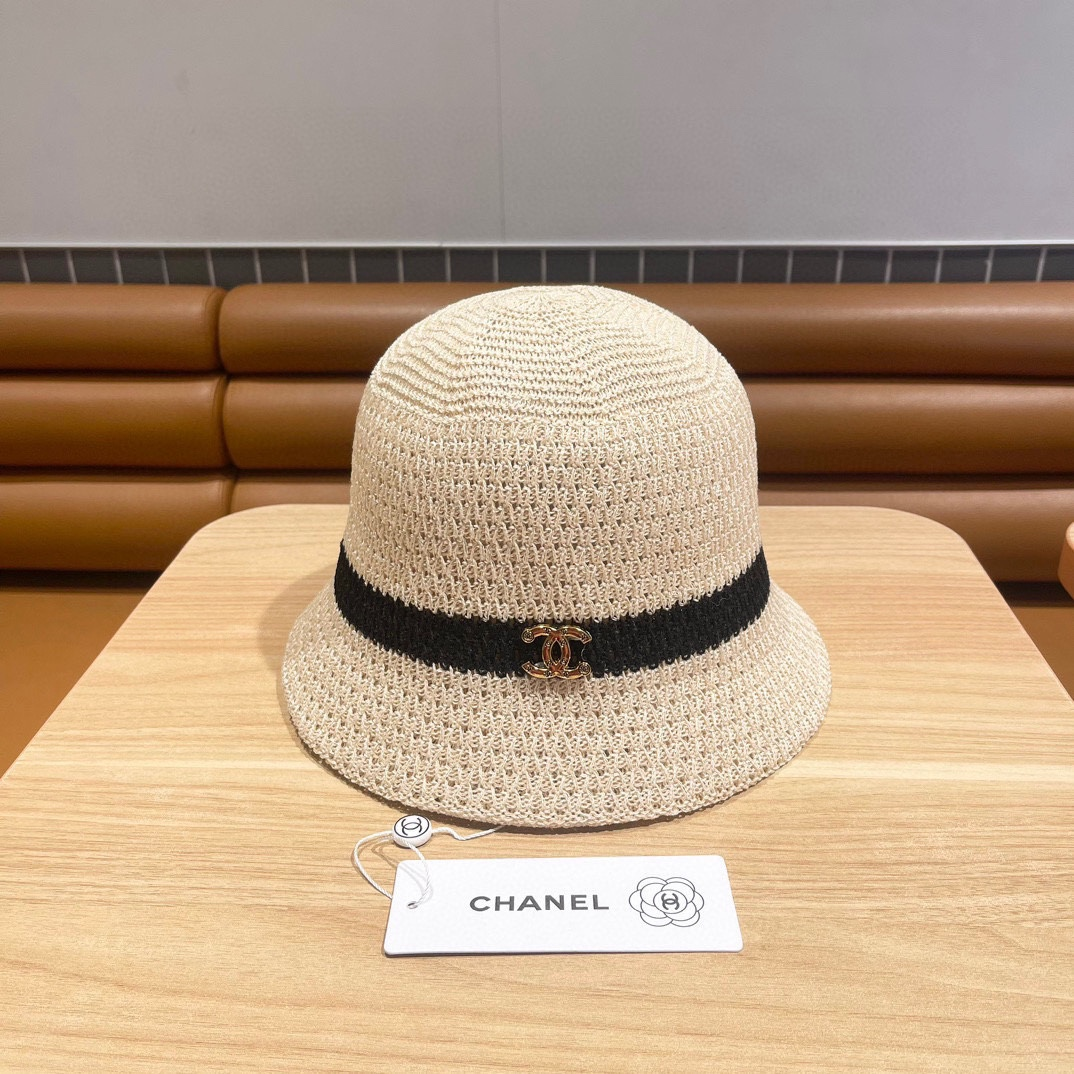 Chanel Knitted Hollow Breathable Fisherman's Hat  Sunhat