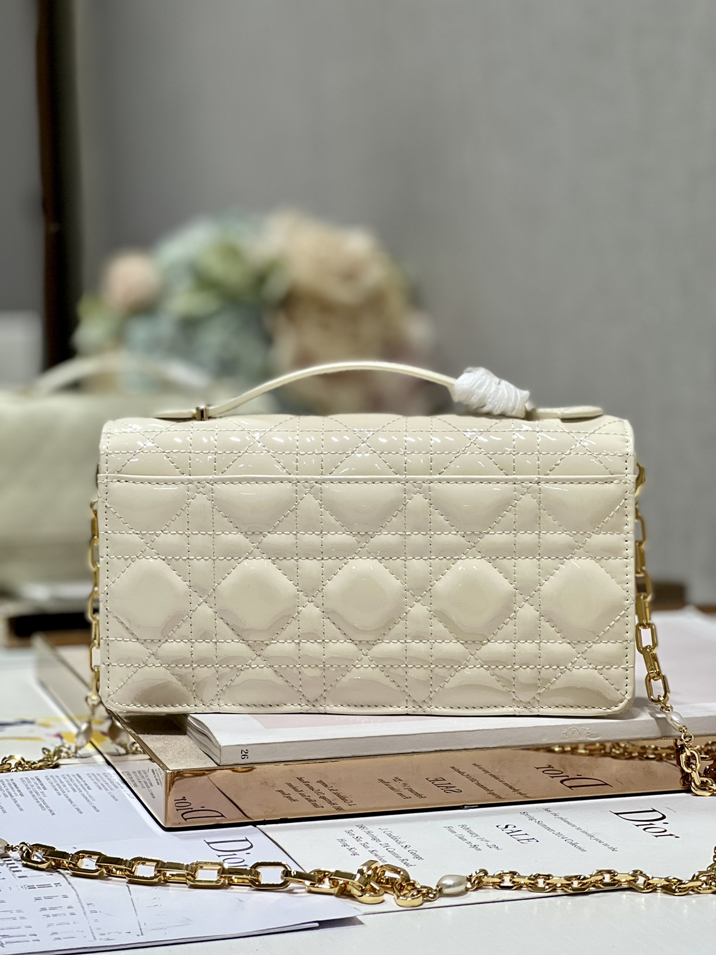 Dior Miss Mini Bag White Patent Cannage Calfskin