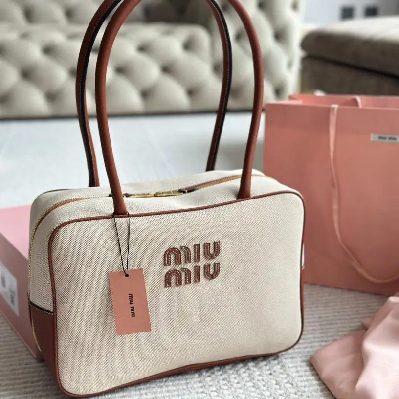 Miu Miu Beau Canvas & Leather Bag