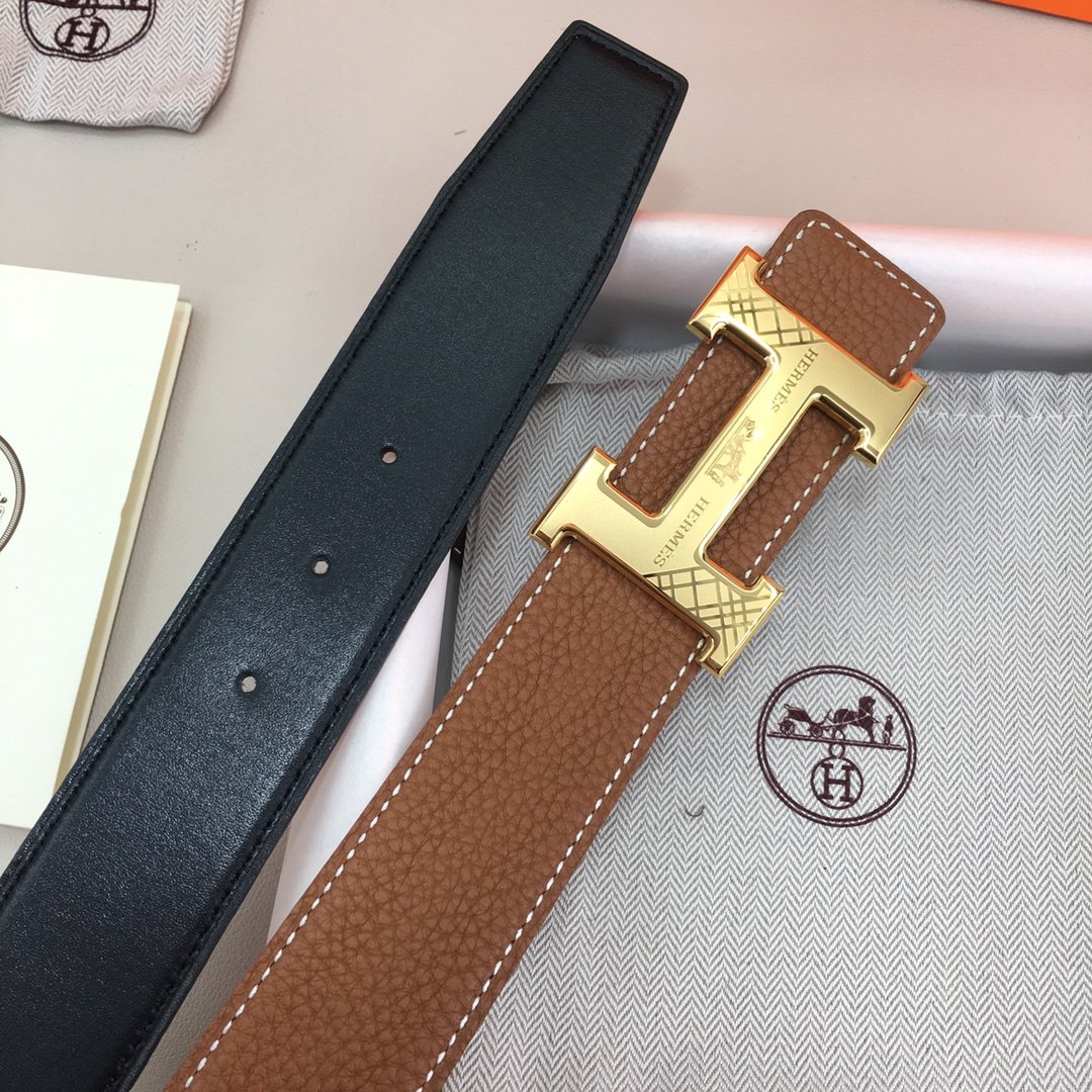 Hermes H Belt Buckle & Reversible Brown For Women, Women Belt 380MM