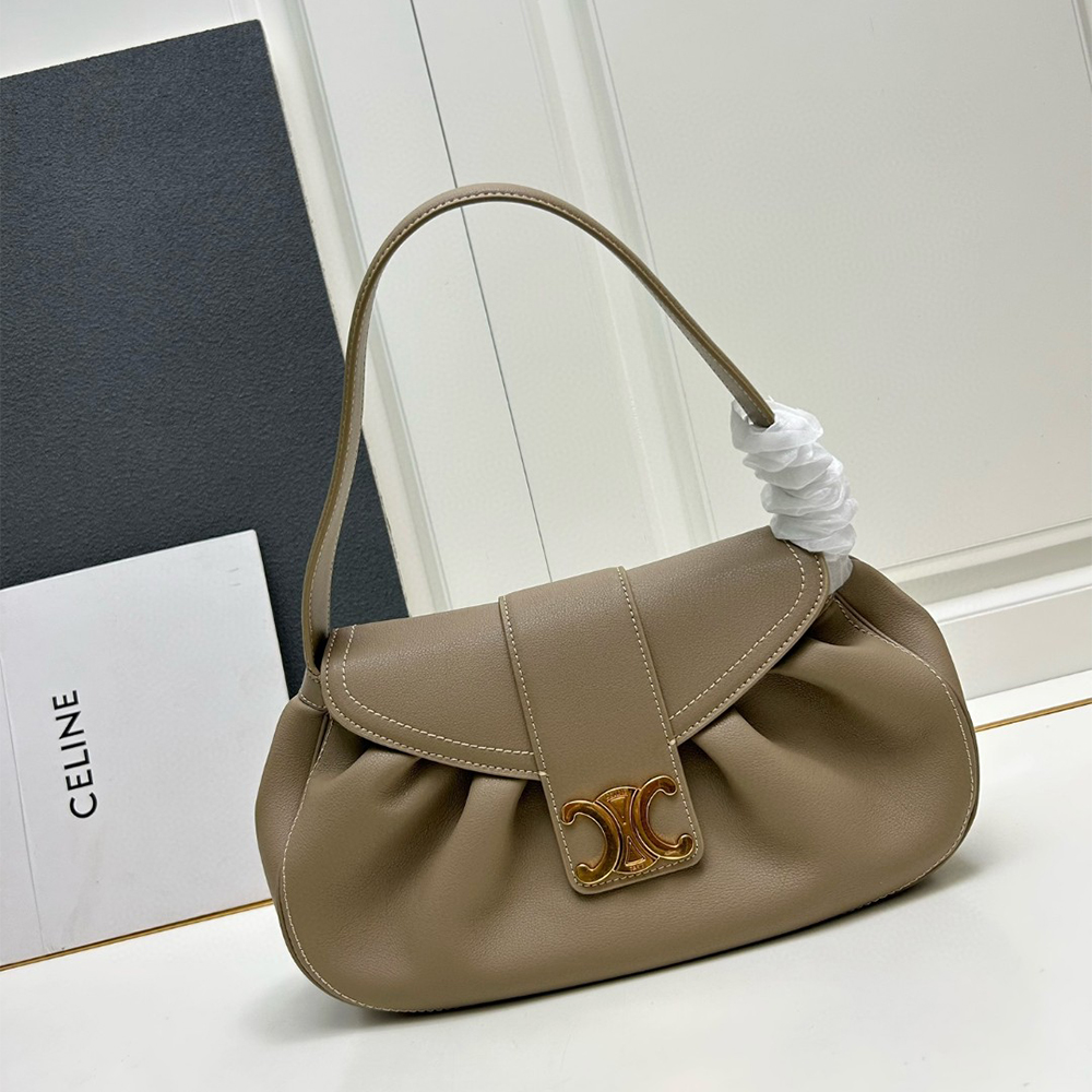 Celine Pebbled Leather Shoulder Bag