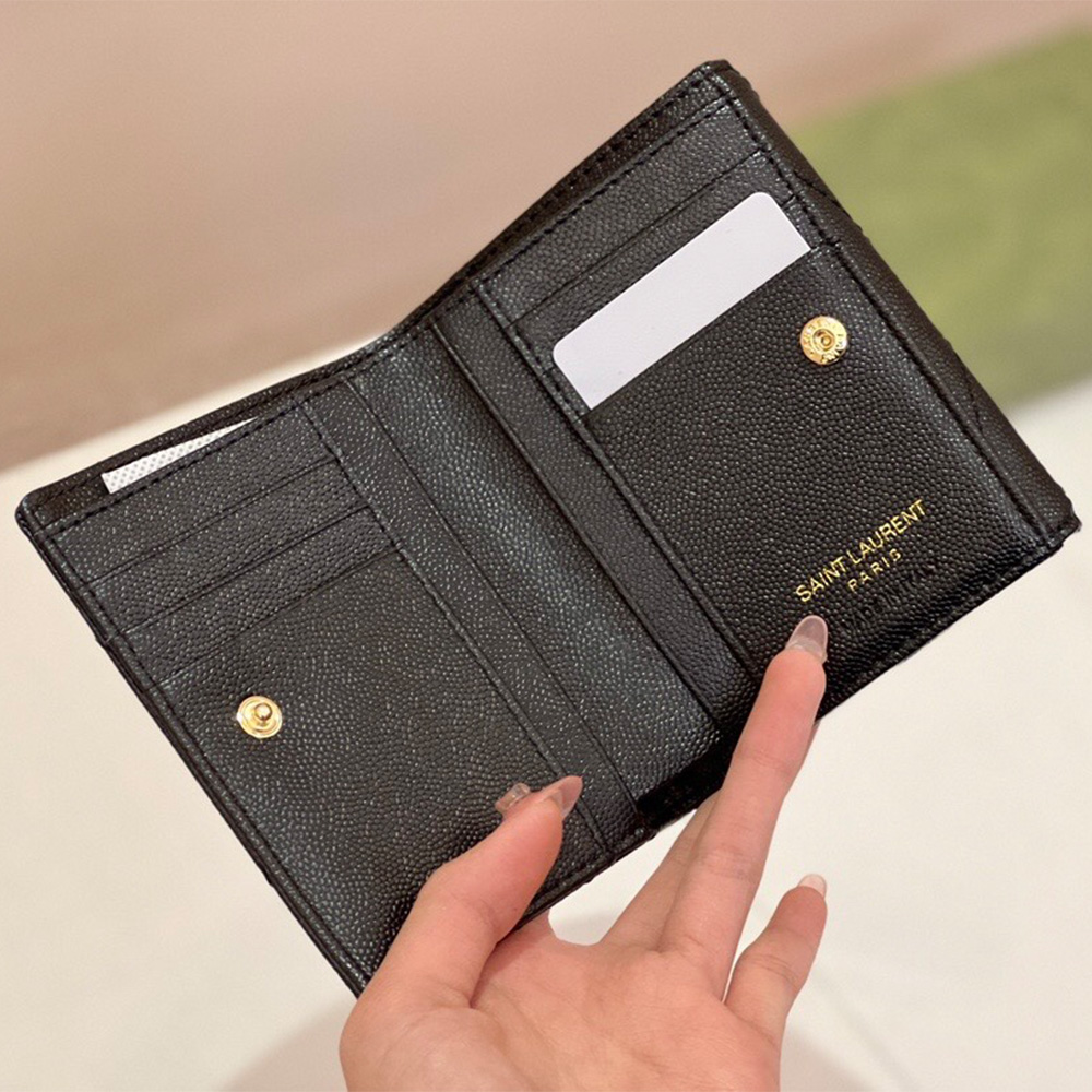 Saint Laurent YSL Classic Button Card Holder & Coin Wallet