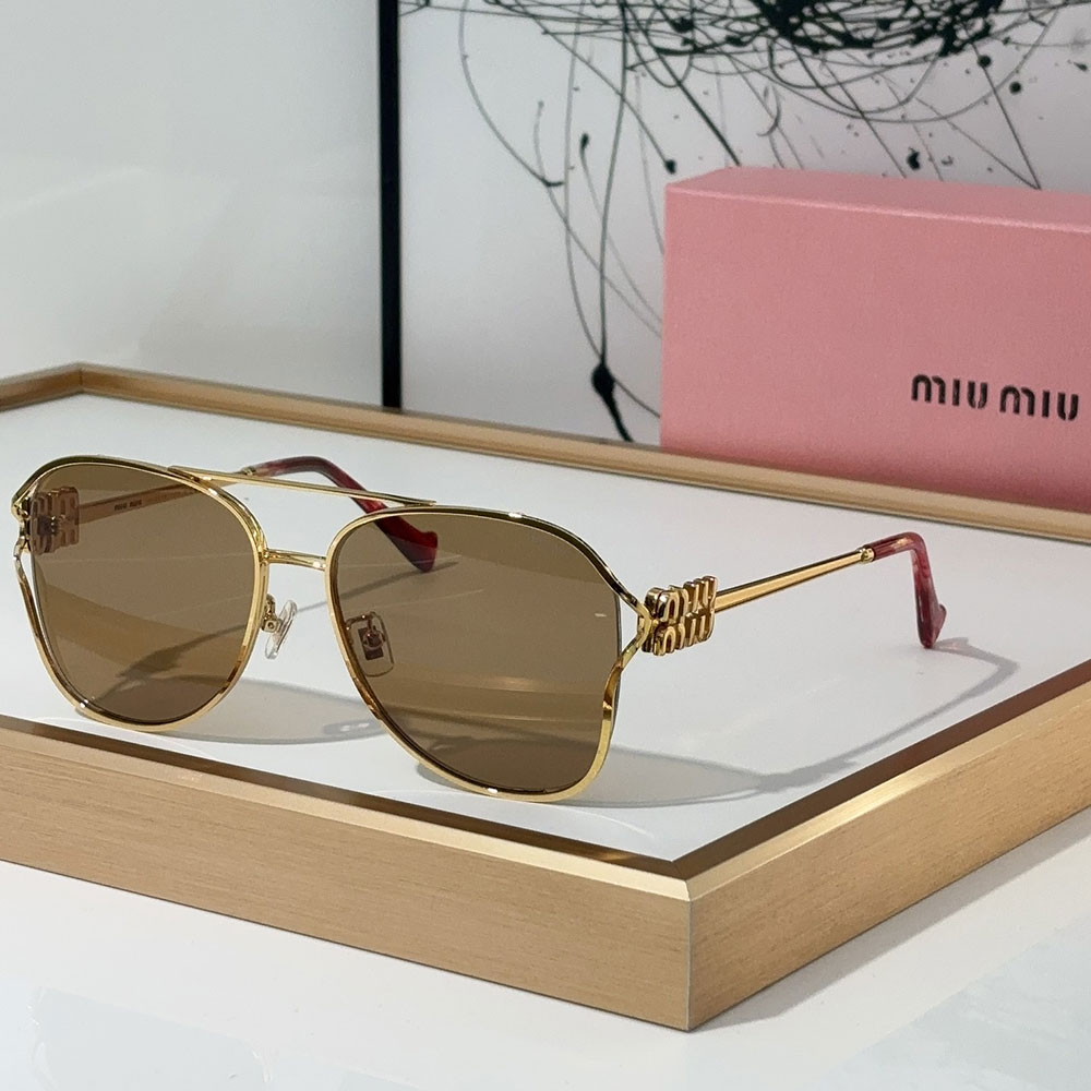 MIU MIU  Slim Metal Logo Mirror Legs Sunglasses