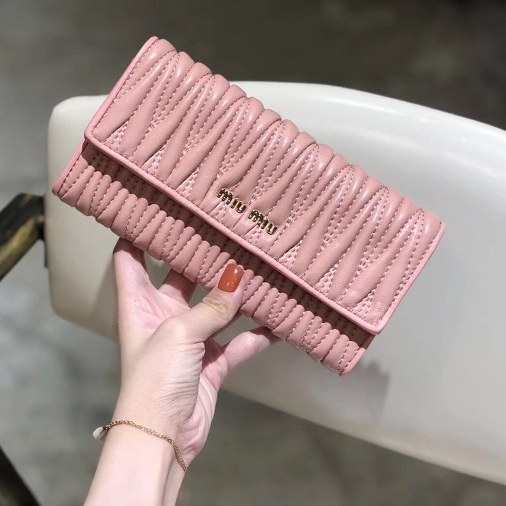 MIU MIU Matelassé Leather Long Wallet