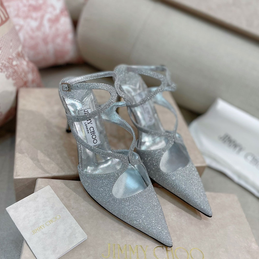 Jimmy Choo 8.5CM Slim Heel Strap Tip  Slide Sandal