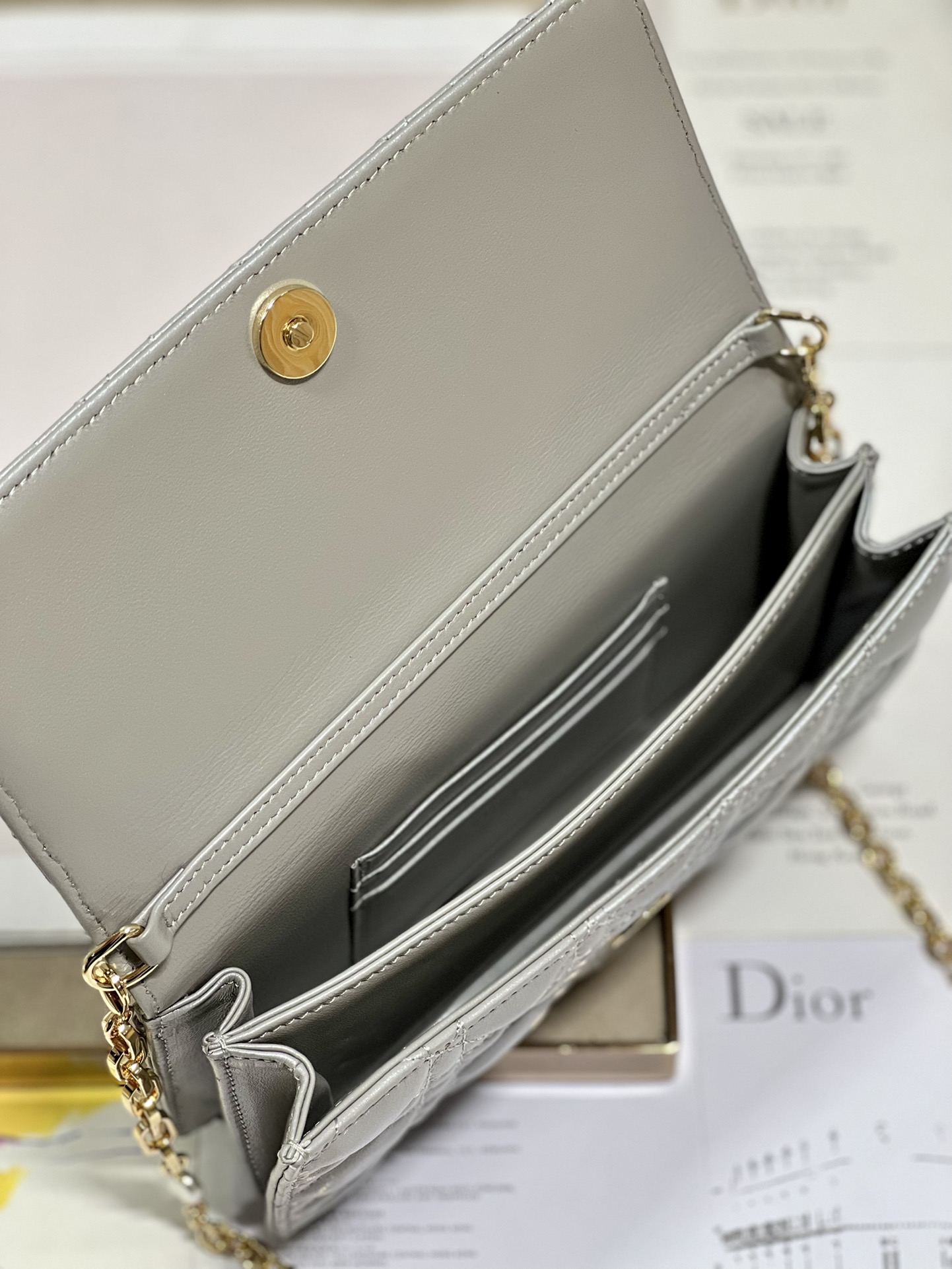 Dior Miss Mini Bag Metallic Gray Cannage