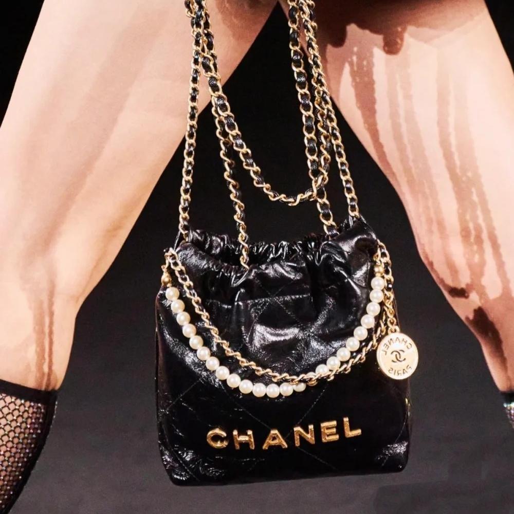 CHANEL Mini 23S Shiny Calfskin with Pearl Handbag AS3980