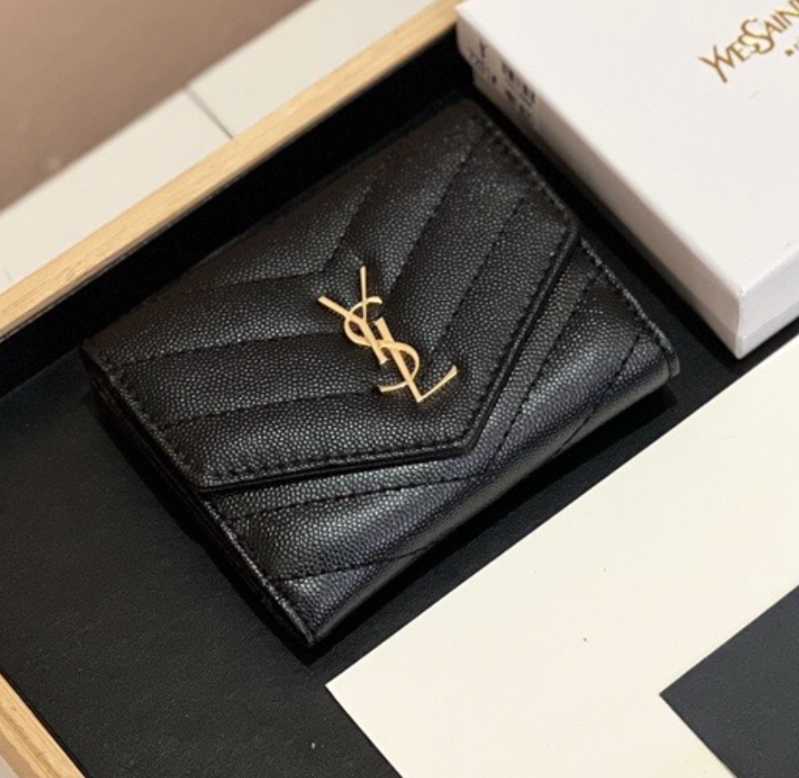 Saint Laurent YSL Classic Button Card Holder & Coin Wallet