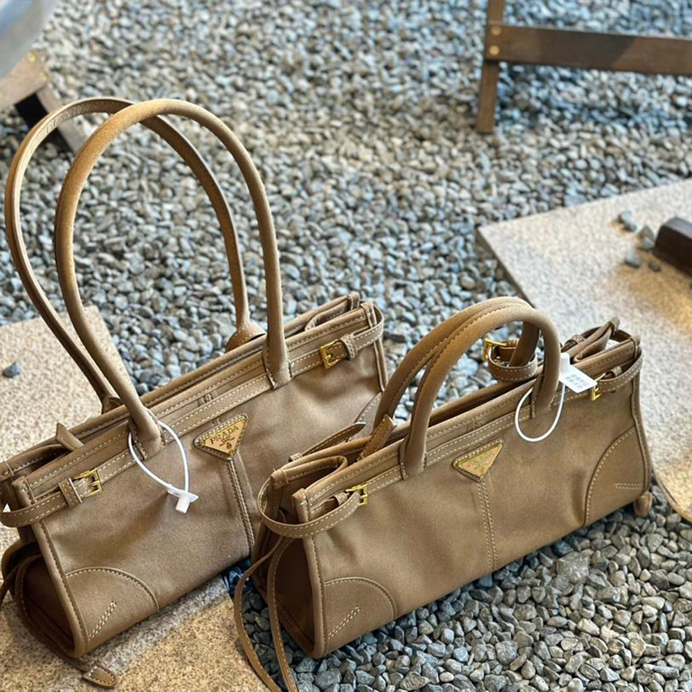 Prada suede tote bag soft-lux handbag