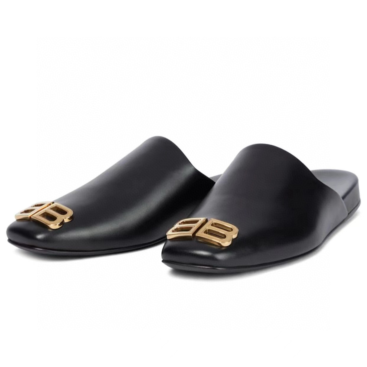 Balenciaga Leather Round toe Slippers Slide Sandal