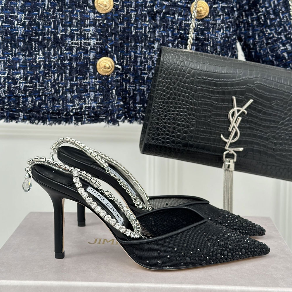 Jimmy Choo Saeda 10CM Slim Heel  Slide Sandal