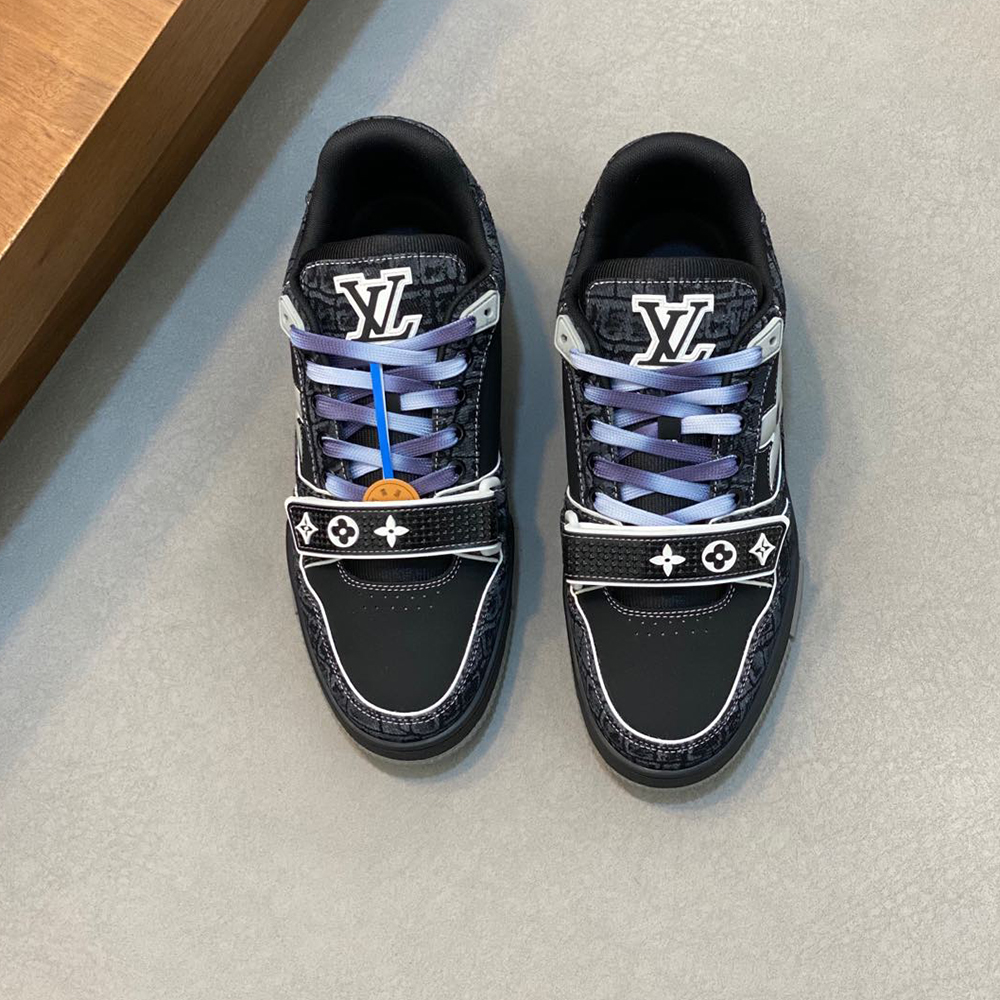 Louis Vuitton LV Trainer Croc-Embossed Denim Sneaker