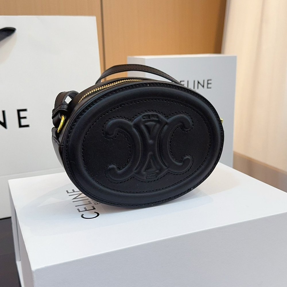 Celine Cuir Triomphe Oval Leather Shoulder Bag Crossbody Bag