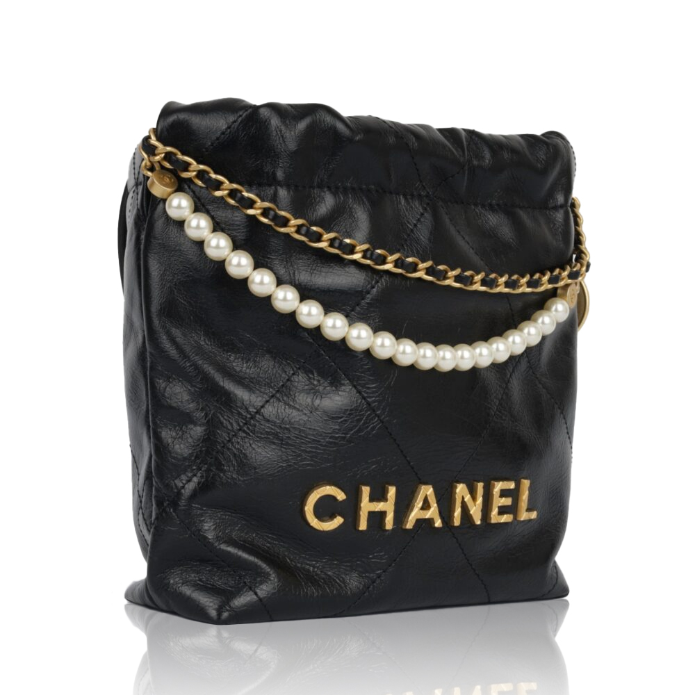 CHANEL Mini 23S Shiny Calfskin with Pearl Handbag AS3980