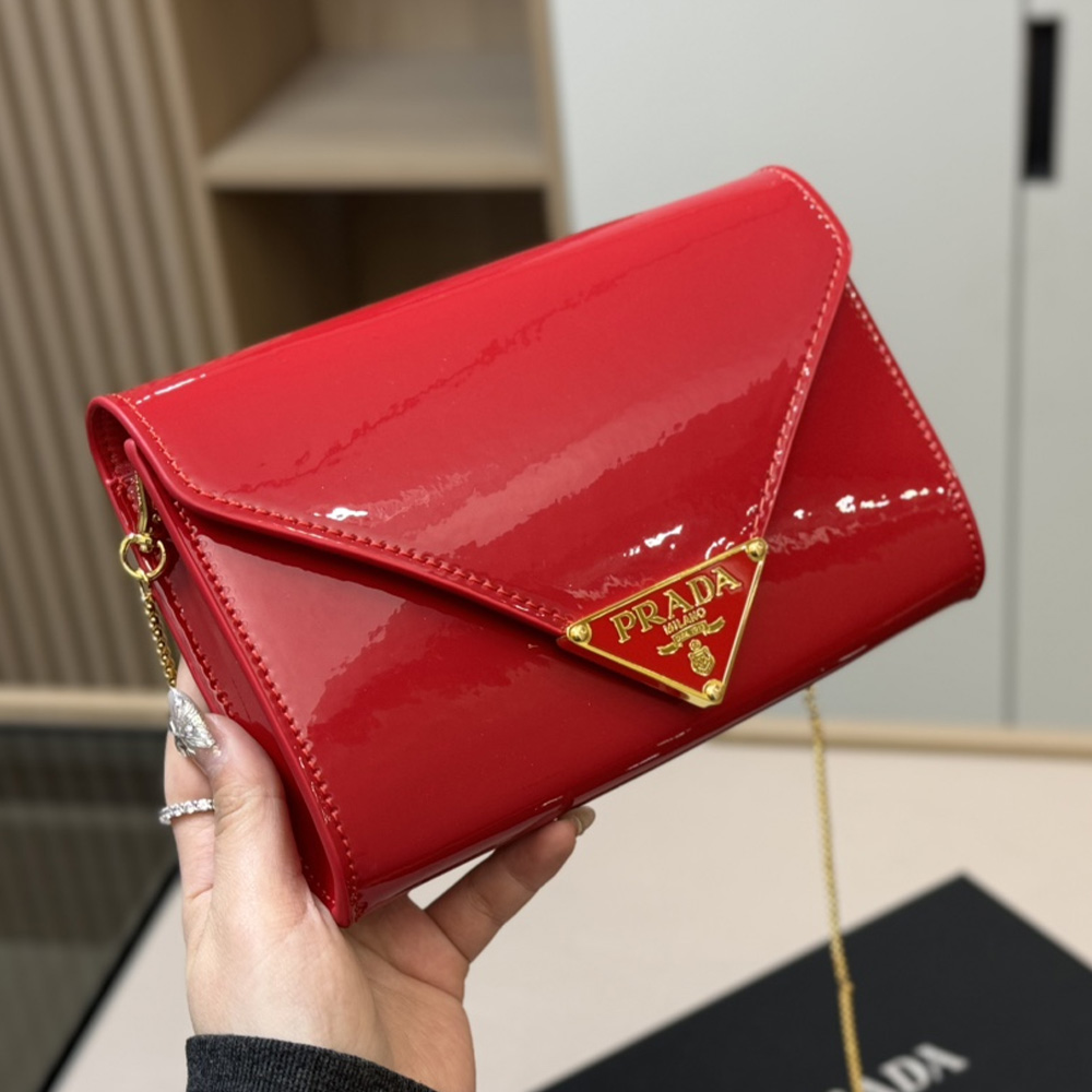Prada  Leather Clutch Shoulder Bag Handbag