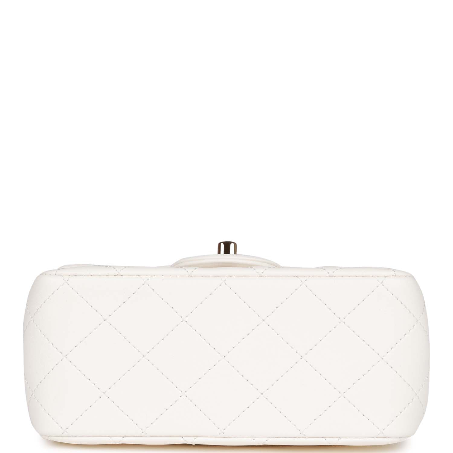 Chanel Classic Flag Bag Pearl Crush Mini Square Flap Bag White   Light Gold Hardware