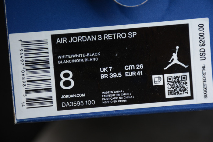 AIR JORDAN 3 SP WHITE/BLACK DA3595-100