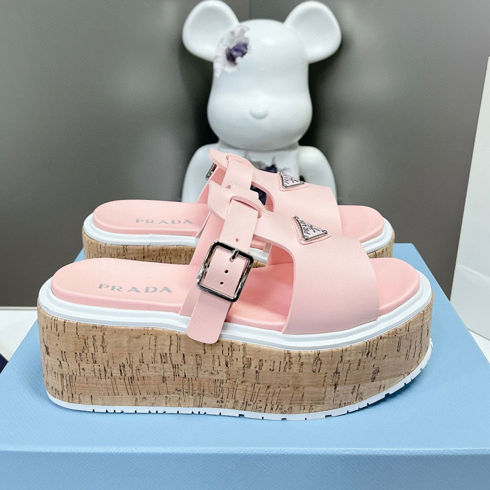 Prada  Leather Platform sandals Slide