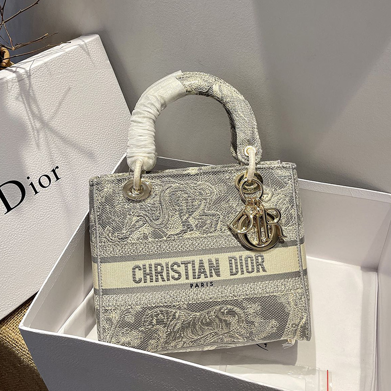 Dior The LADY D-LITE Bag Gray Toile de Jouy Reverse Embroidery M0565ORGO_M932