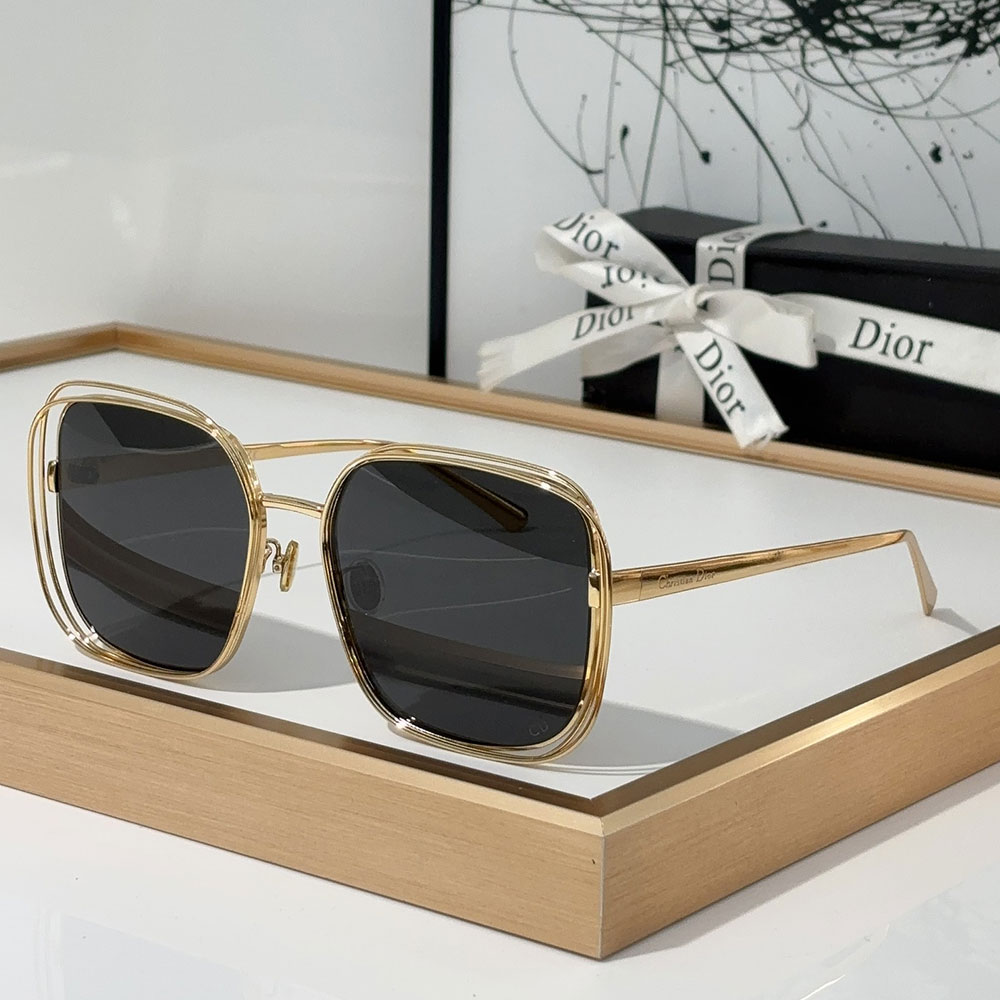 Dior Gold Metal Gold Frame Fashion sunglasses