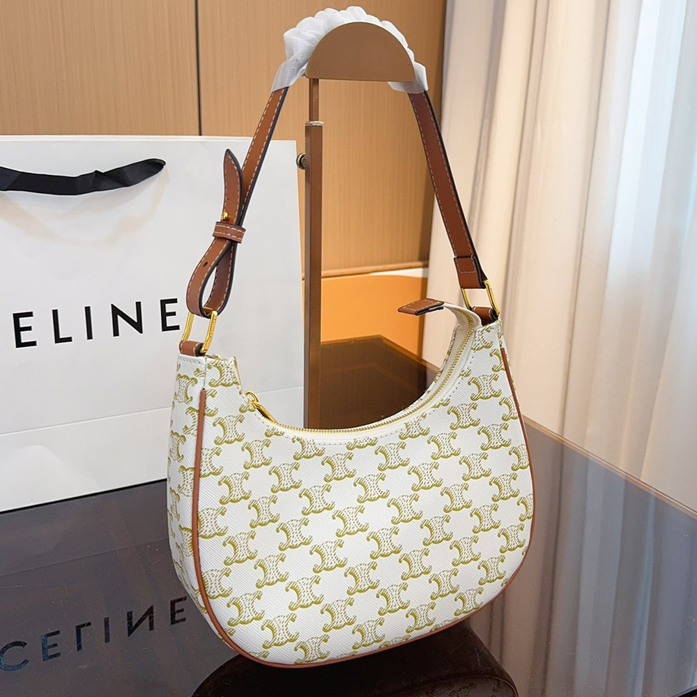 Celine Triomphe Half Moon Leather Handbag Shoulder Bag