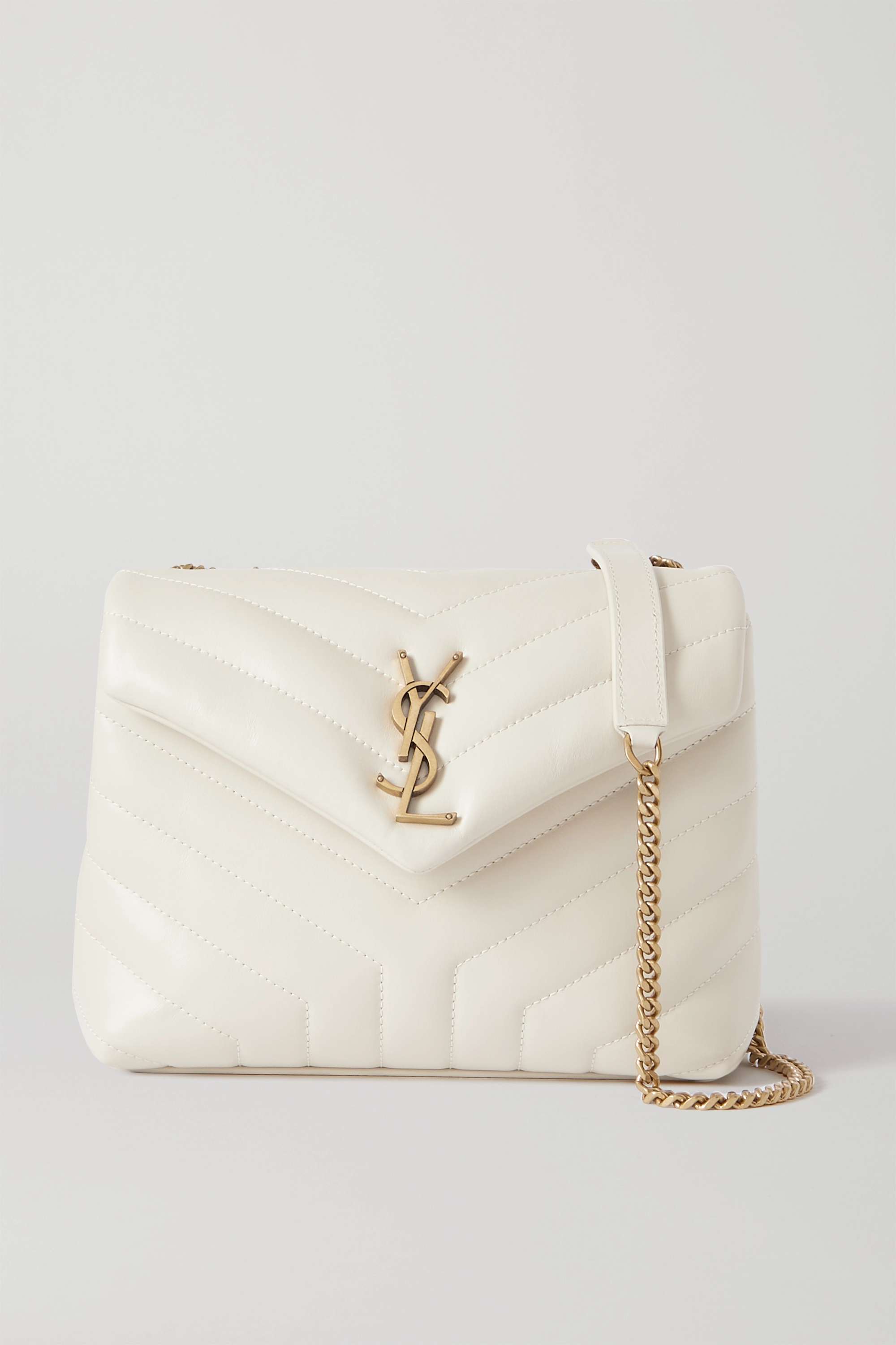 Saint Laurent YSL Loulou Small Quilted Leather Shoulder Bag white