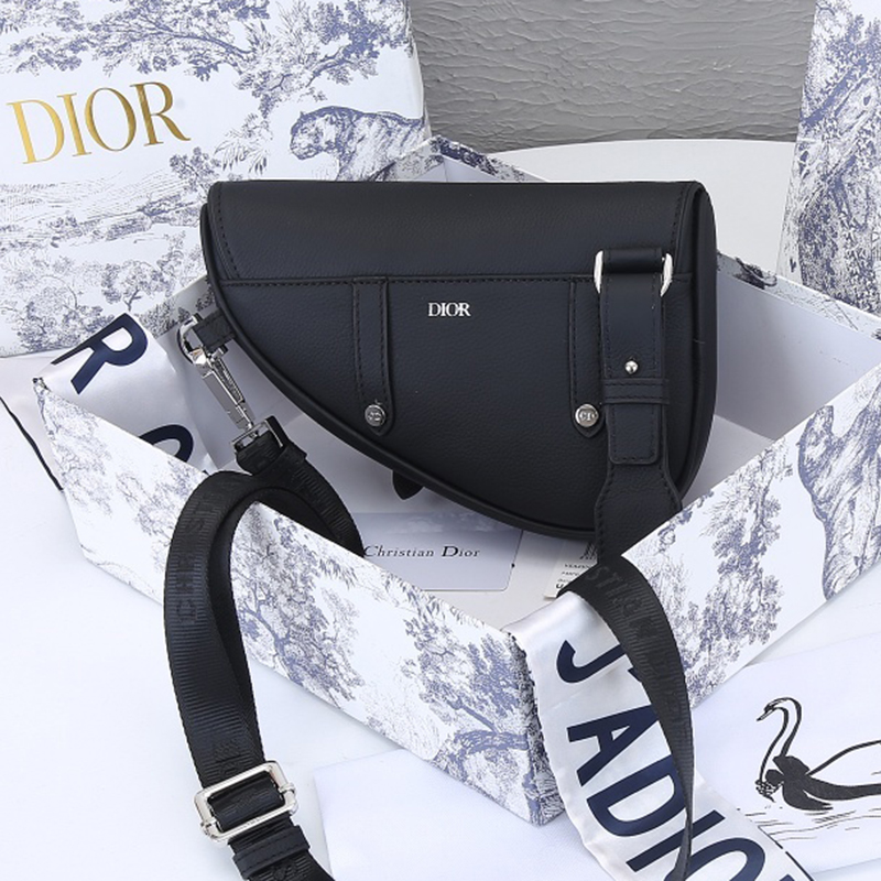 Dior SADDLE Bag Mini Saddle Bag Black Grained Calfskin 1ADPO191YMJ_H00N