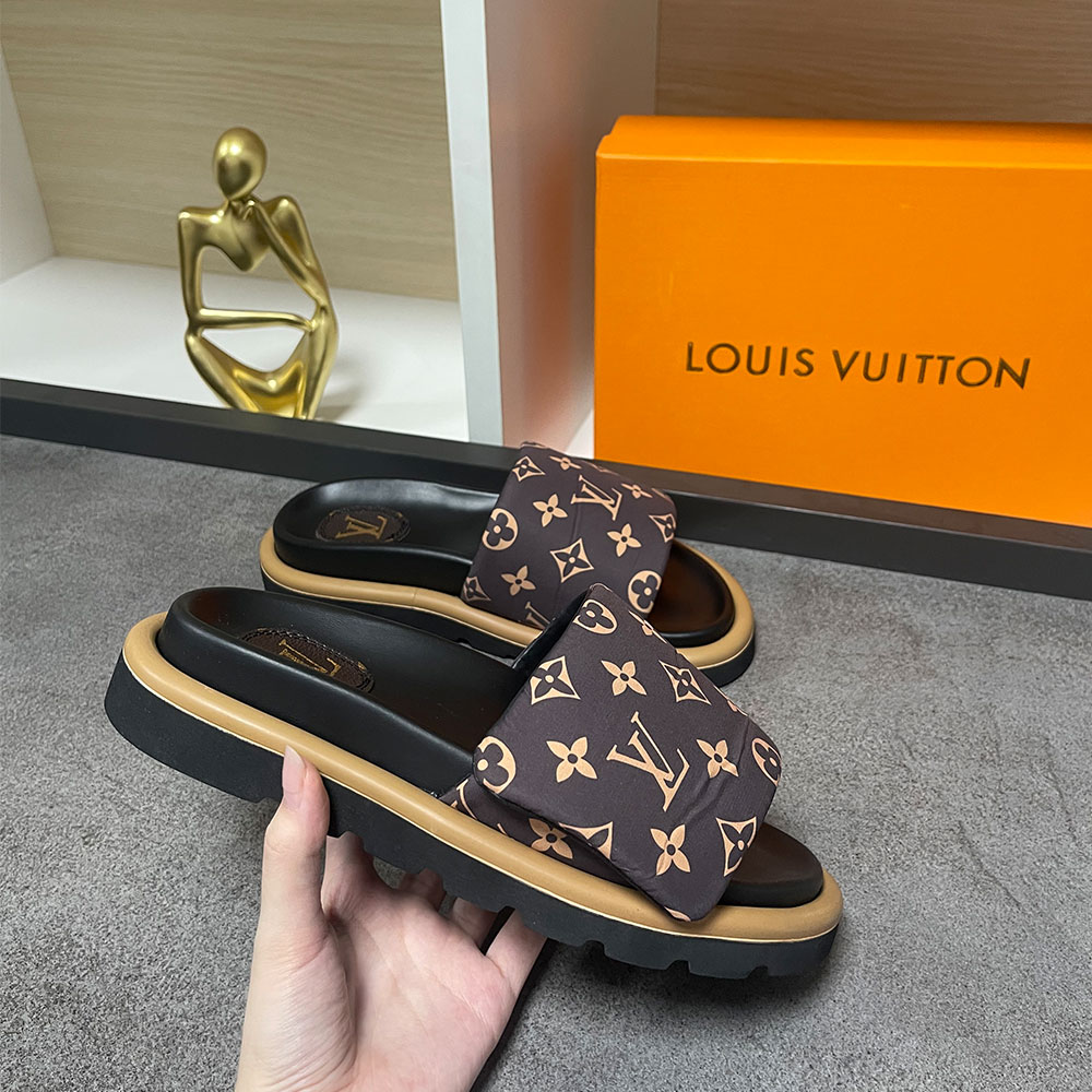 Louis Vuitton LV Pool Pillow Fabric Flat Slide  Sandals