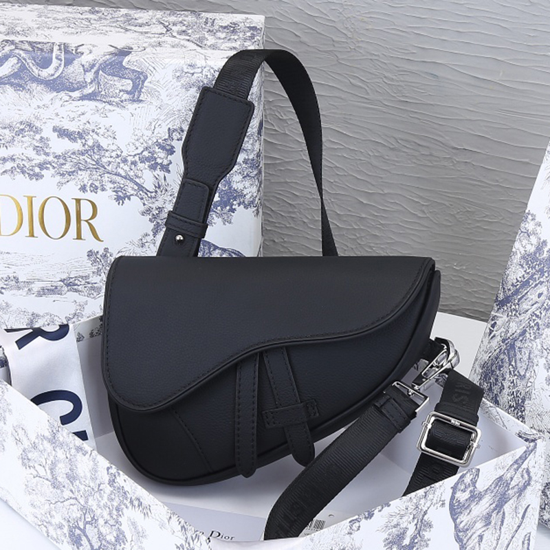 Dior SADDLE Bag Mini Saddle Bag Black Grained Calfskin 1ADPO191YMJ_H00N