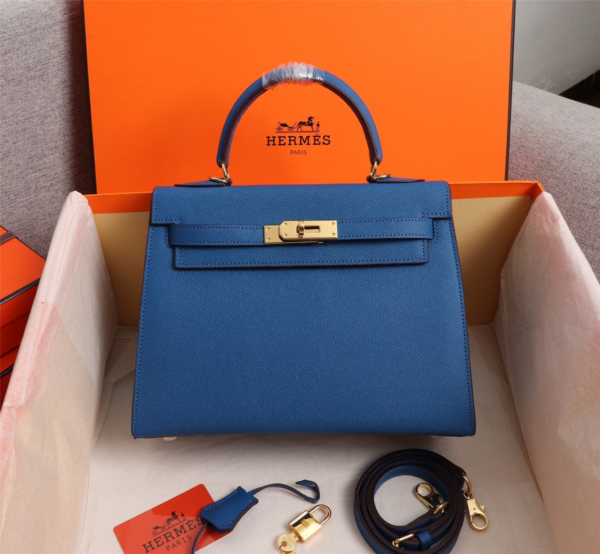 Hermes Kelly Gold Buckle Bag-Epsom