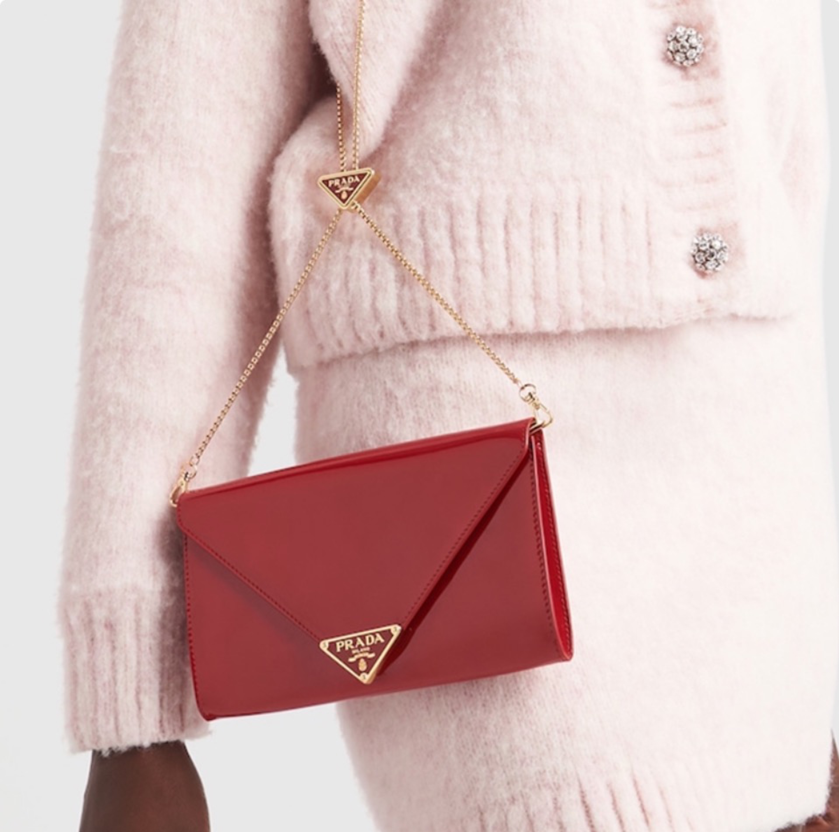 Prada  Leather Clutch Shoulder Bag Handbag