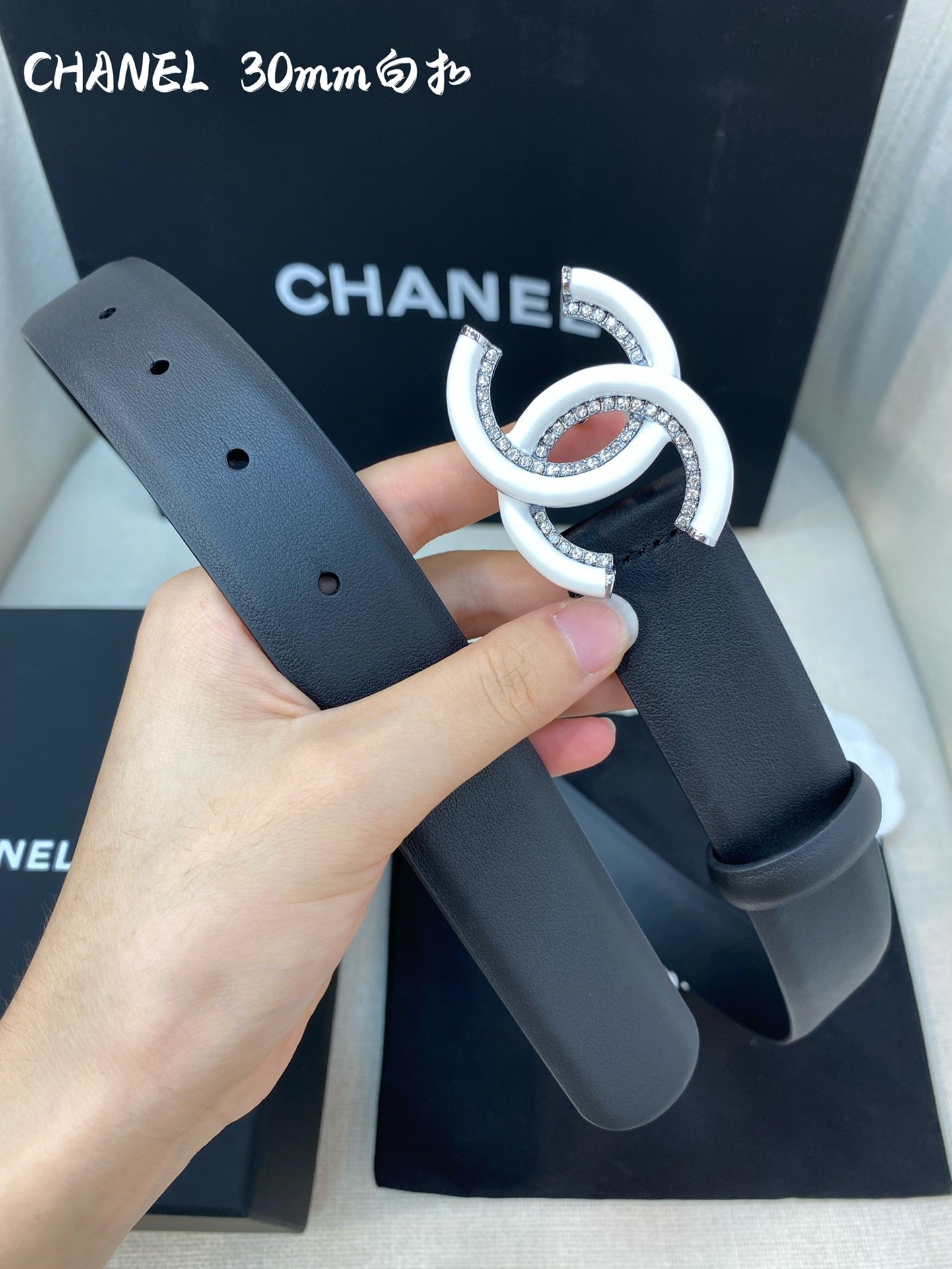 Chanel Belt With Double C Buckle Black Women Belt 30MM