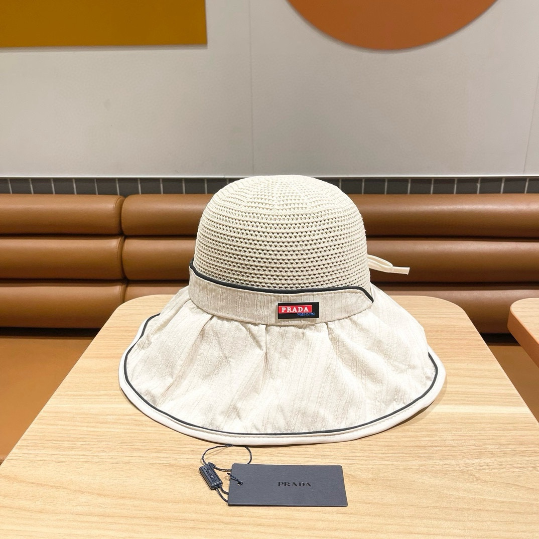 Prada Stylish Bow Fisherman Hat   Sunhat