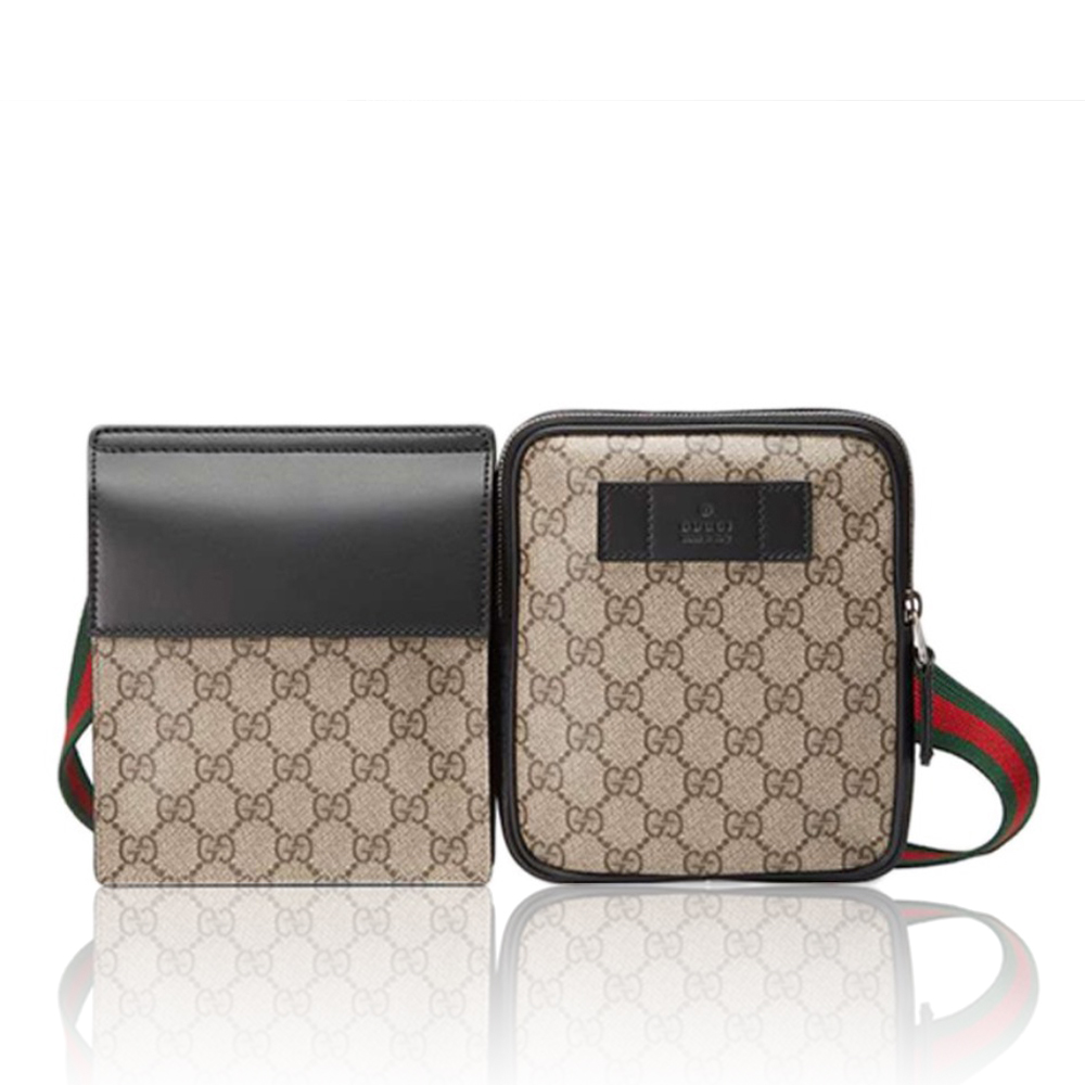 GUCCI Canvas & Leather Crossbody Waist Bag