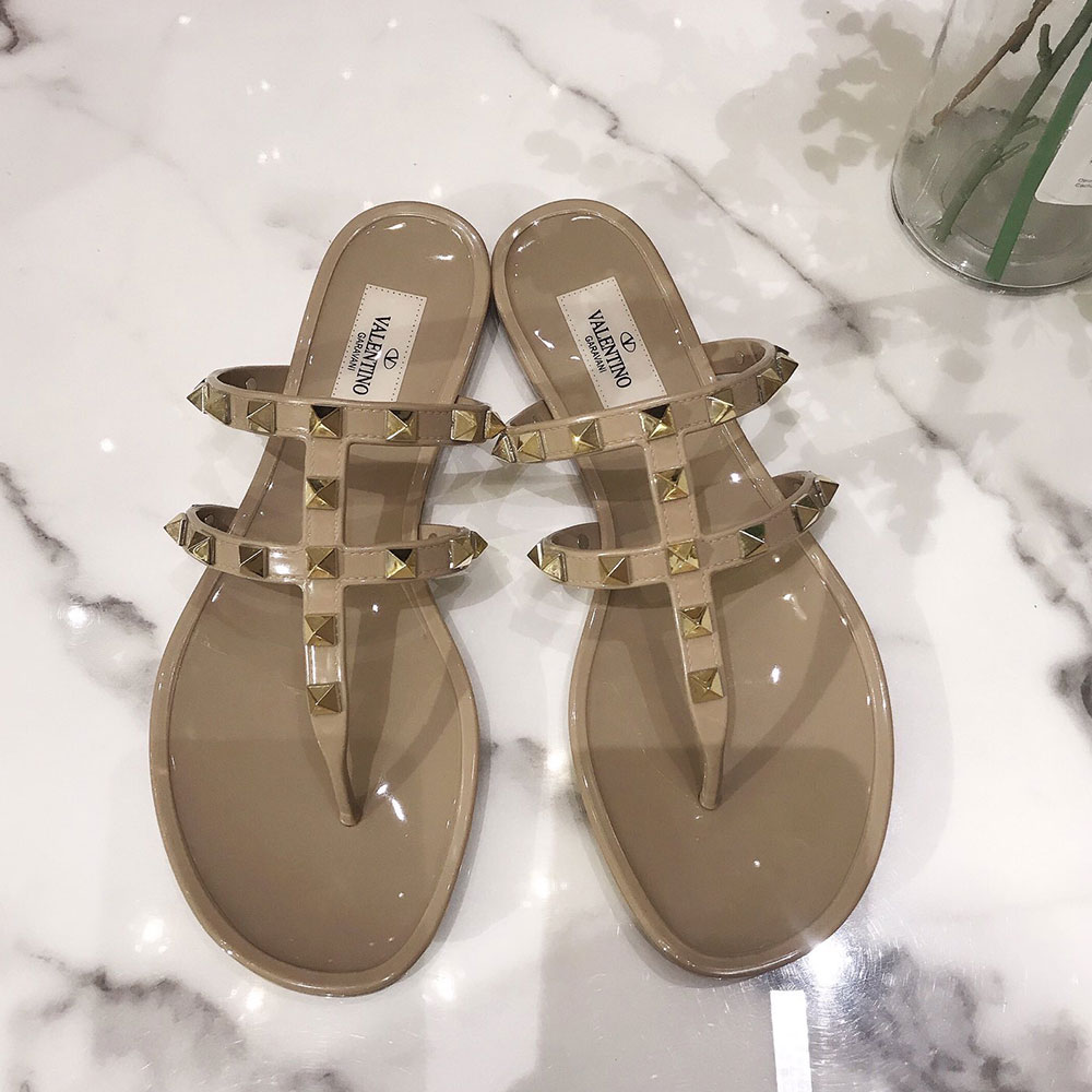Valentino Rockstud Rubber Flat Flip Flops Slide Sandal