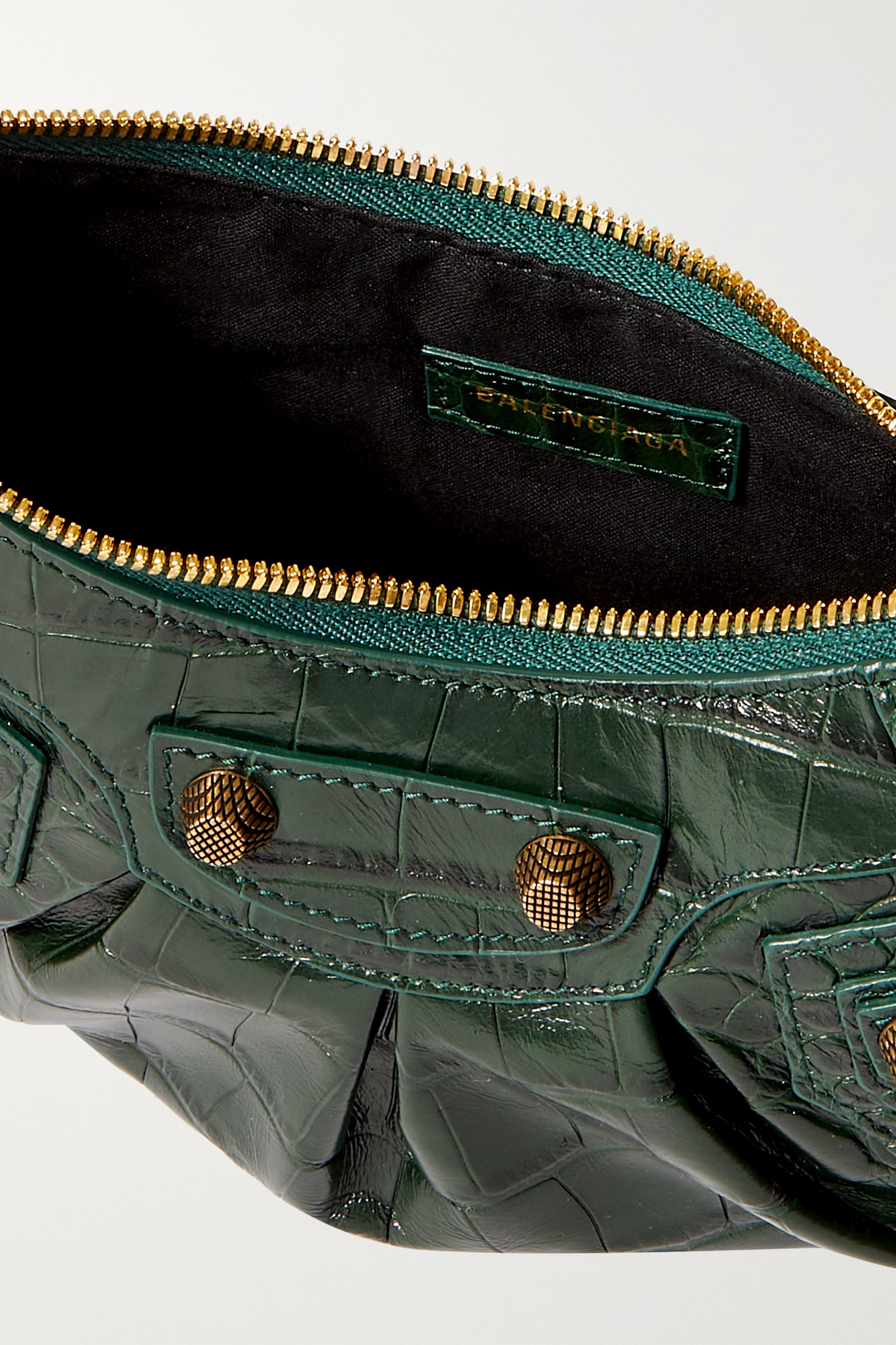 Balenciaga  Le Cagole XS studded croc-effect leather shoulder bag