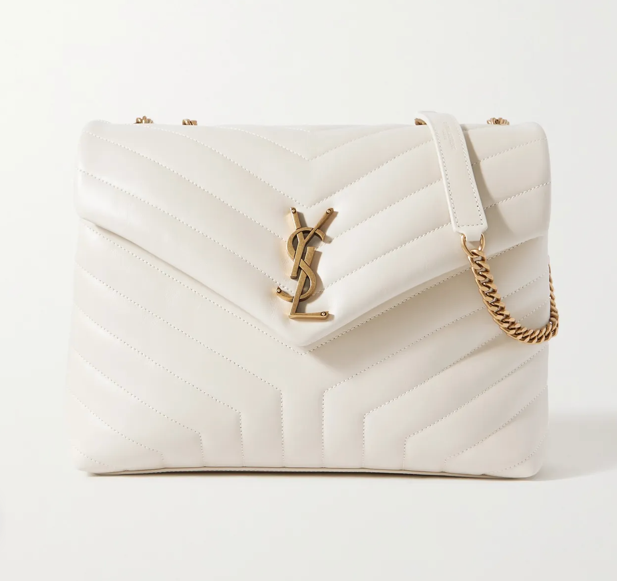 Saint Laurent YSL Loulou medium quilted leather shoulder bag white