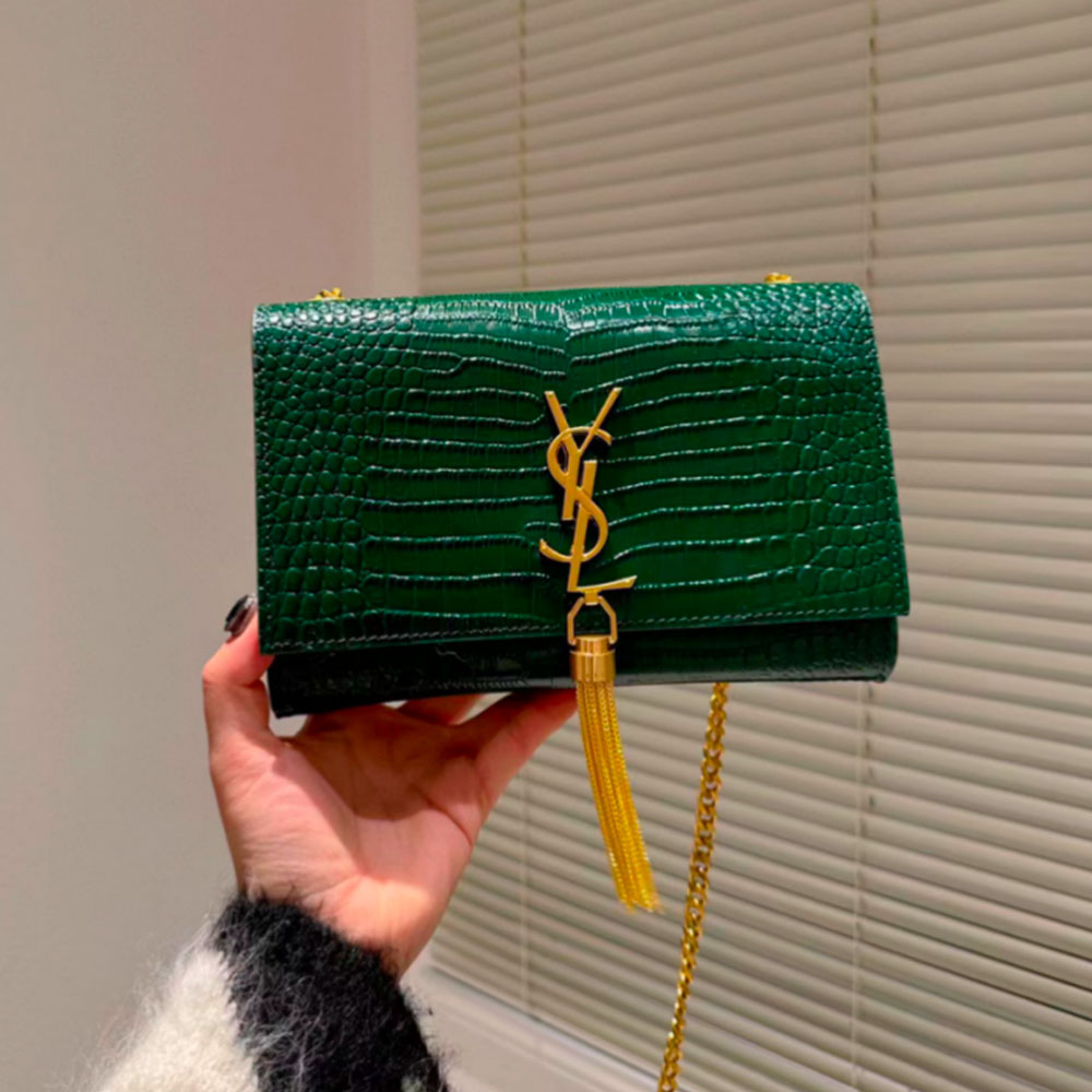 Saint Laurent YSL Kate Tassel Crocodile Leather Bag