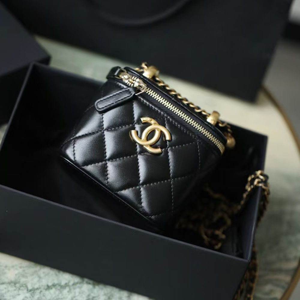 Chanel Double Golden-Ball Makeup Box Black
