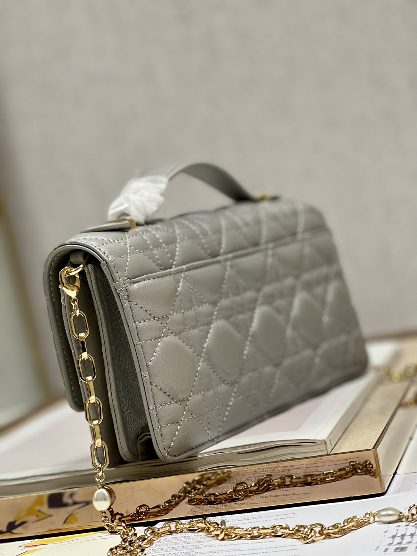 Dior Miss Mini Bag Metallic Gray Cannage