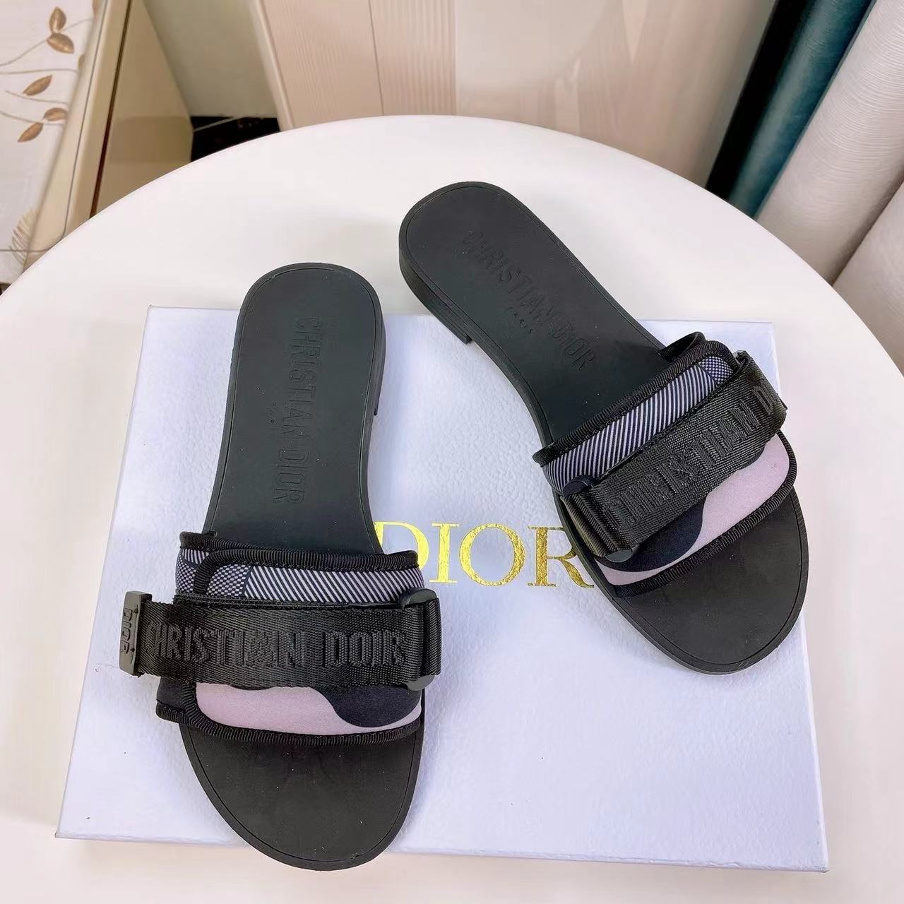 Dior DWAY Slide Slipper Sandals  With Adjustable Type Slide Sandal