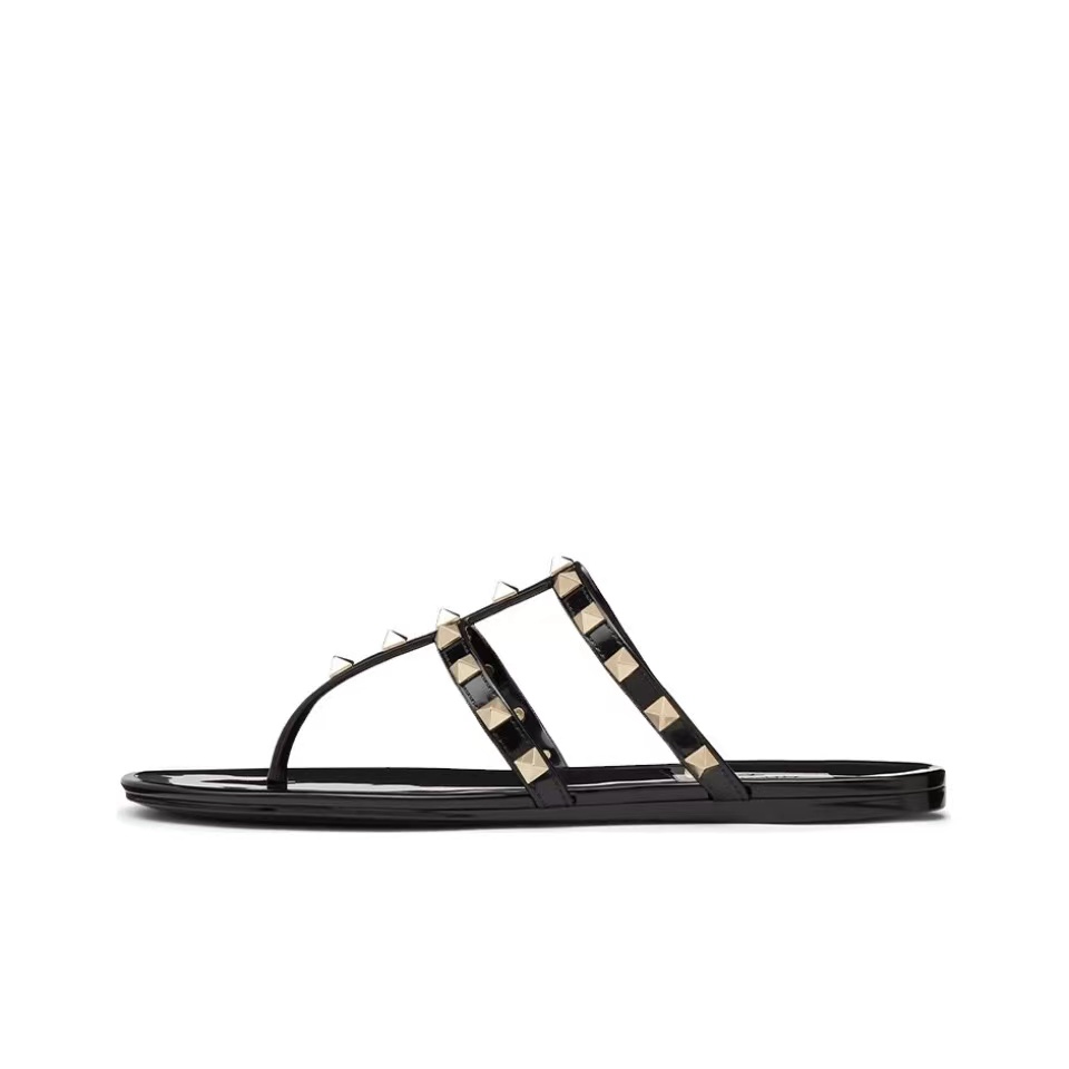 Valentino Rockstud Rubber Flat Flip Flops Slide Sandal
