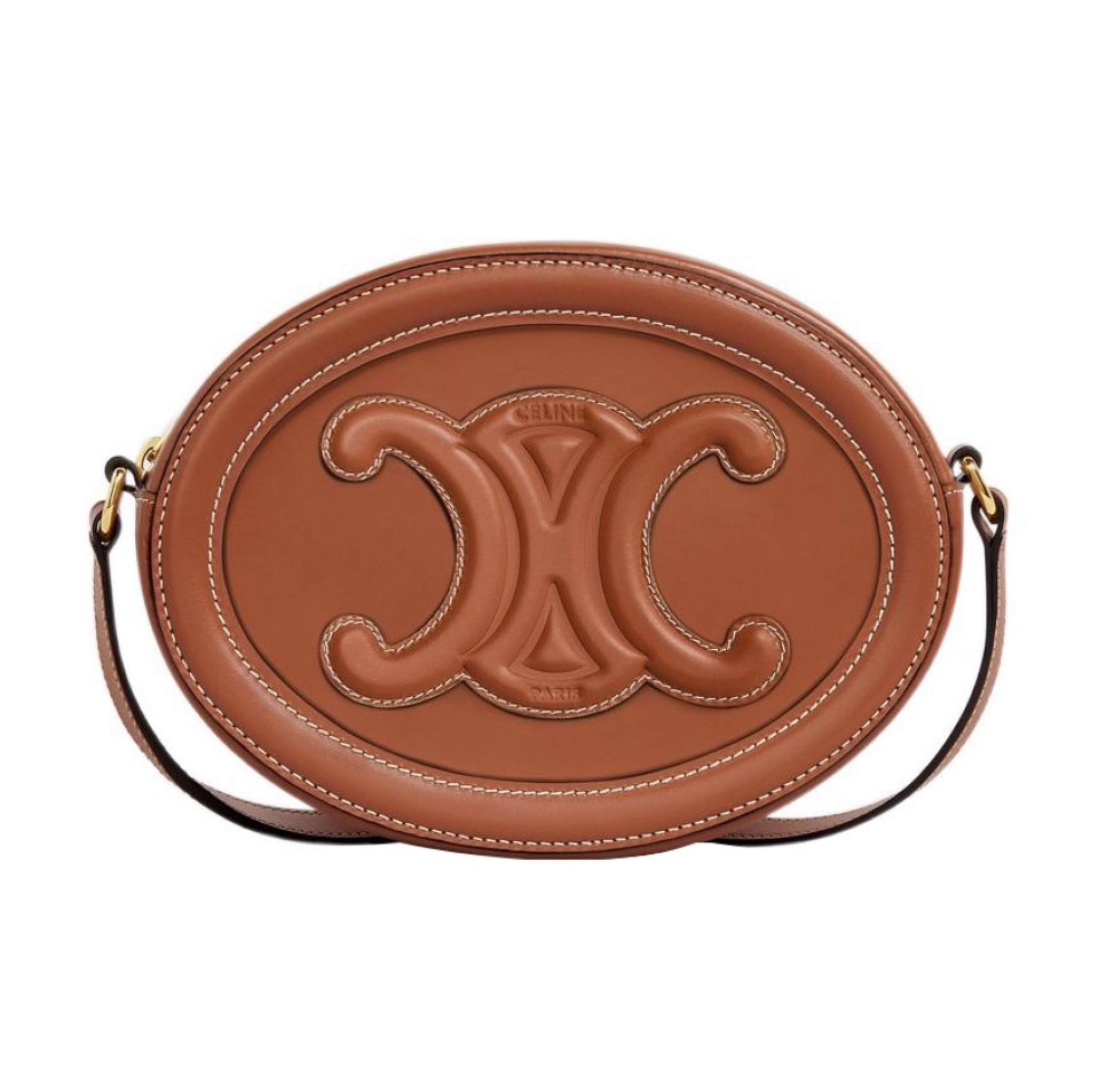 Celine Cuir Triomphe Oval Leather Shoulder Bag Crossbody Bag
