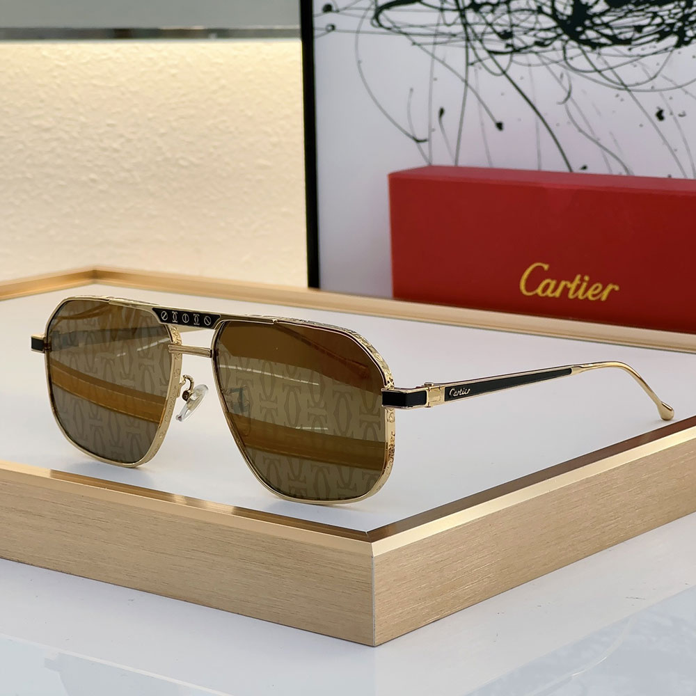 Cartier Metal Mirror Leg Logo Sunglasses